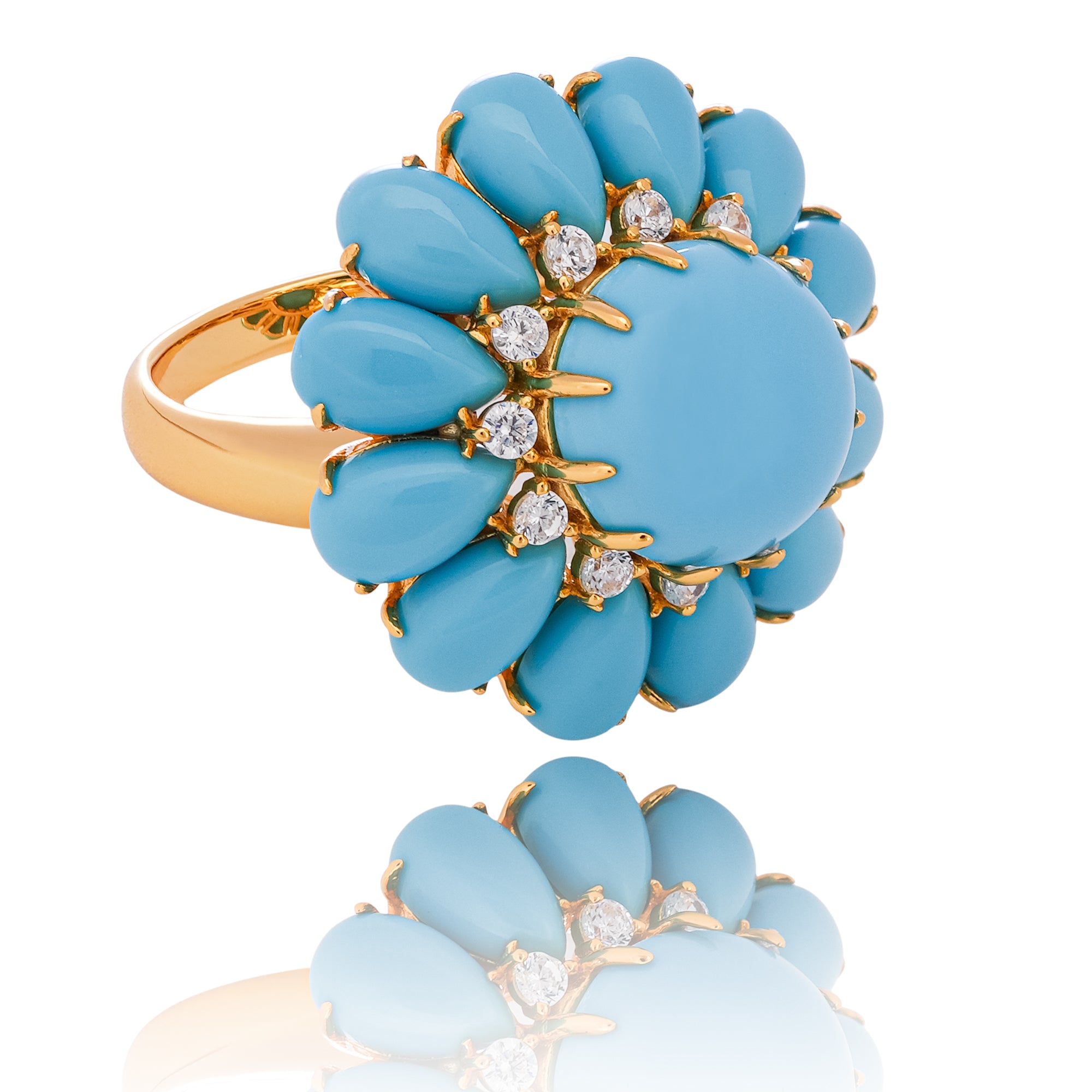 Cleo Blue Floral Turquoise Sterling Silver Ring