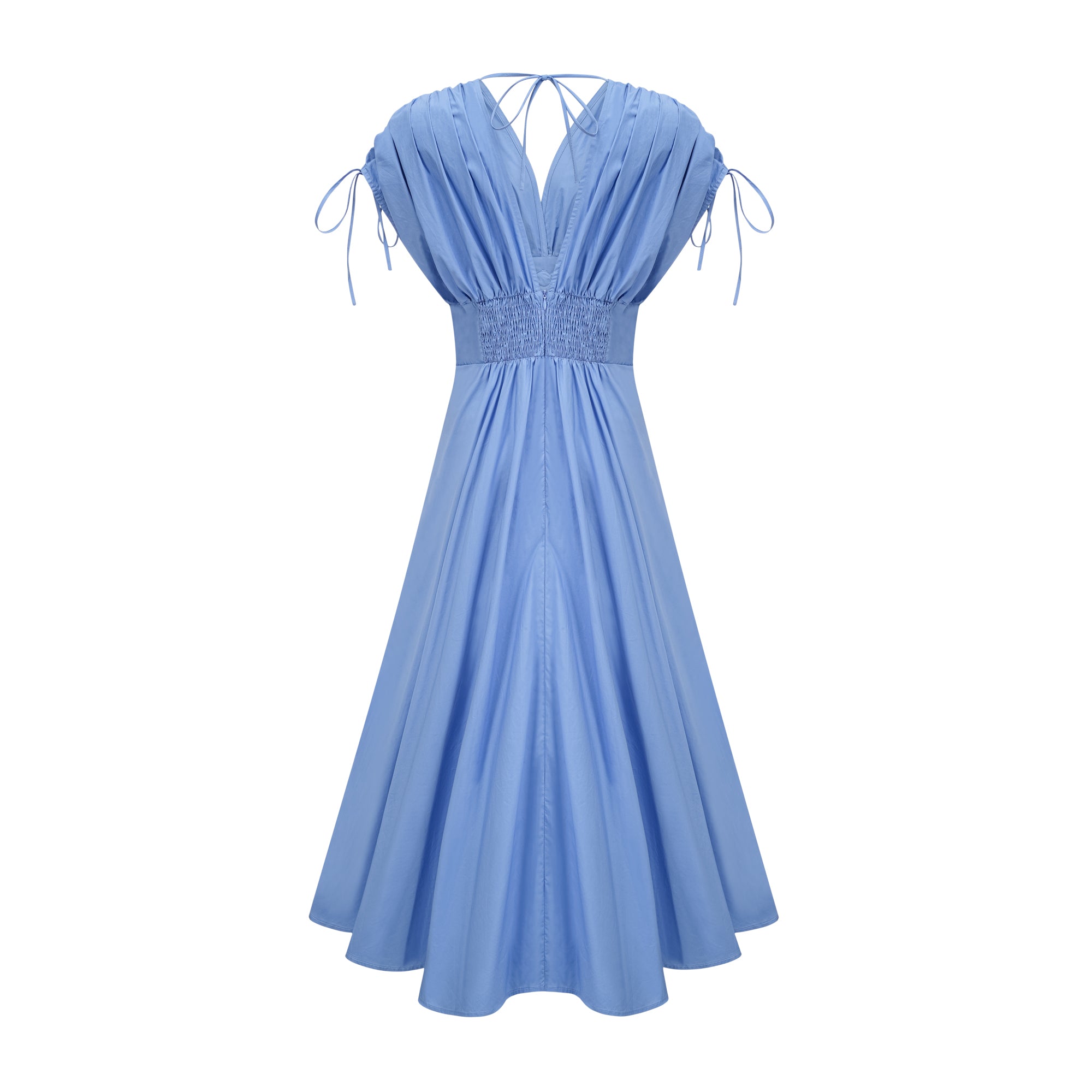 Emma – Maxikleid mit Blütenblattdetail und Kordelzug in Blau