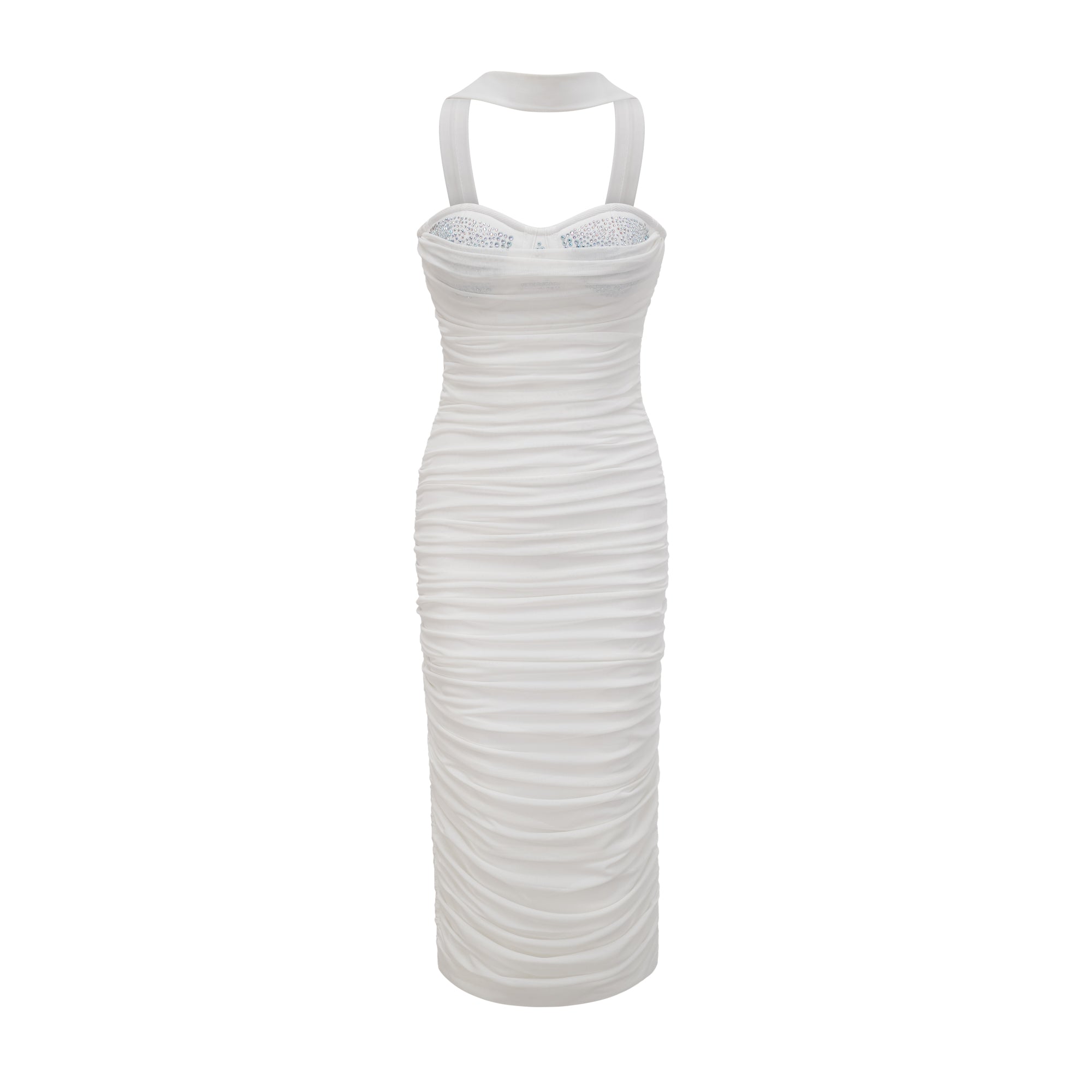 Pádraigín white mesh gathered midi dress