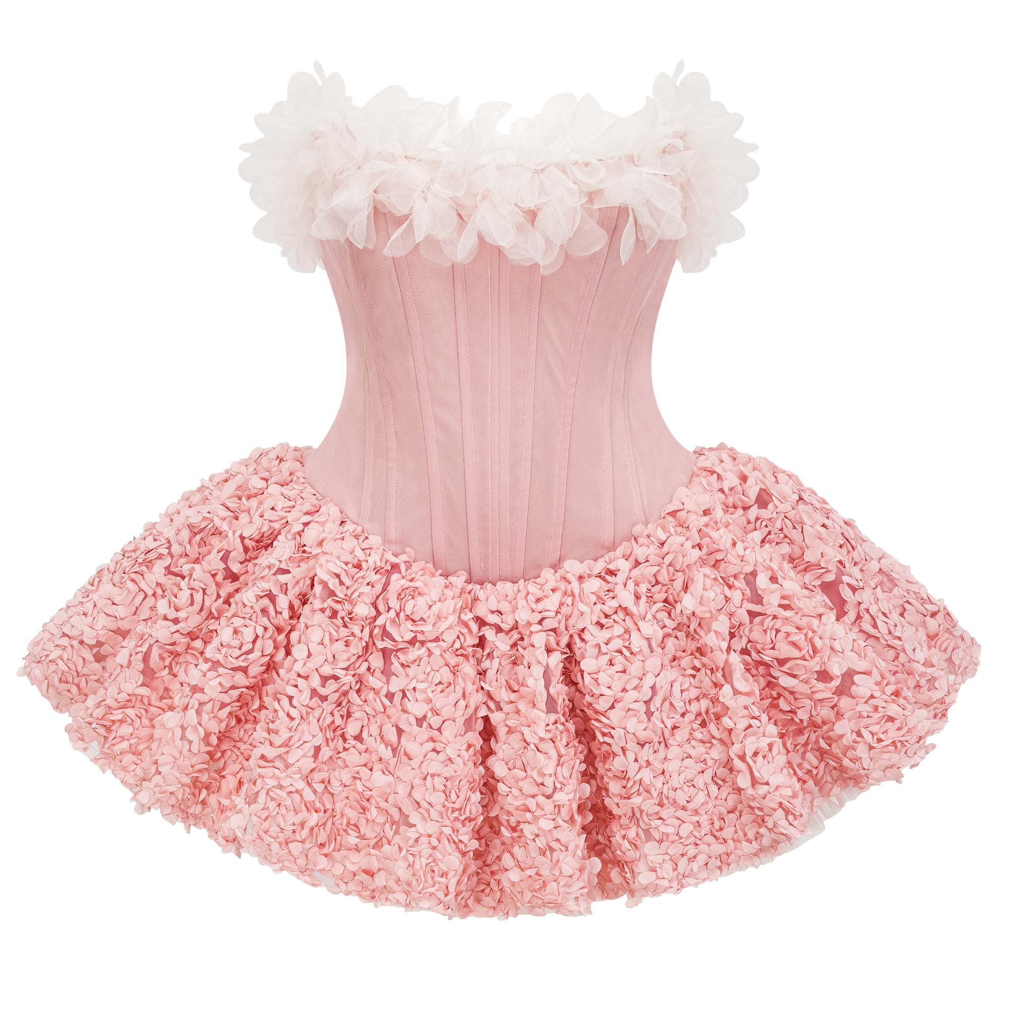 فستان راشيل بينك قصير من التول ثلاثي الأبعاد