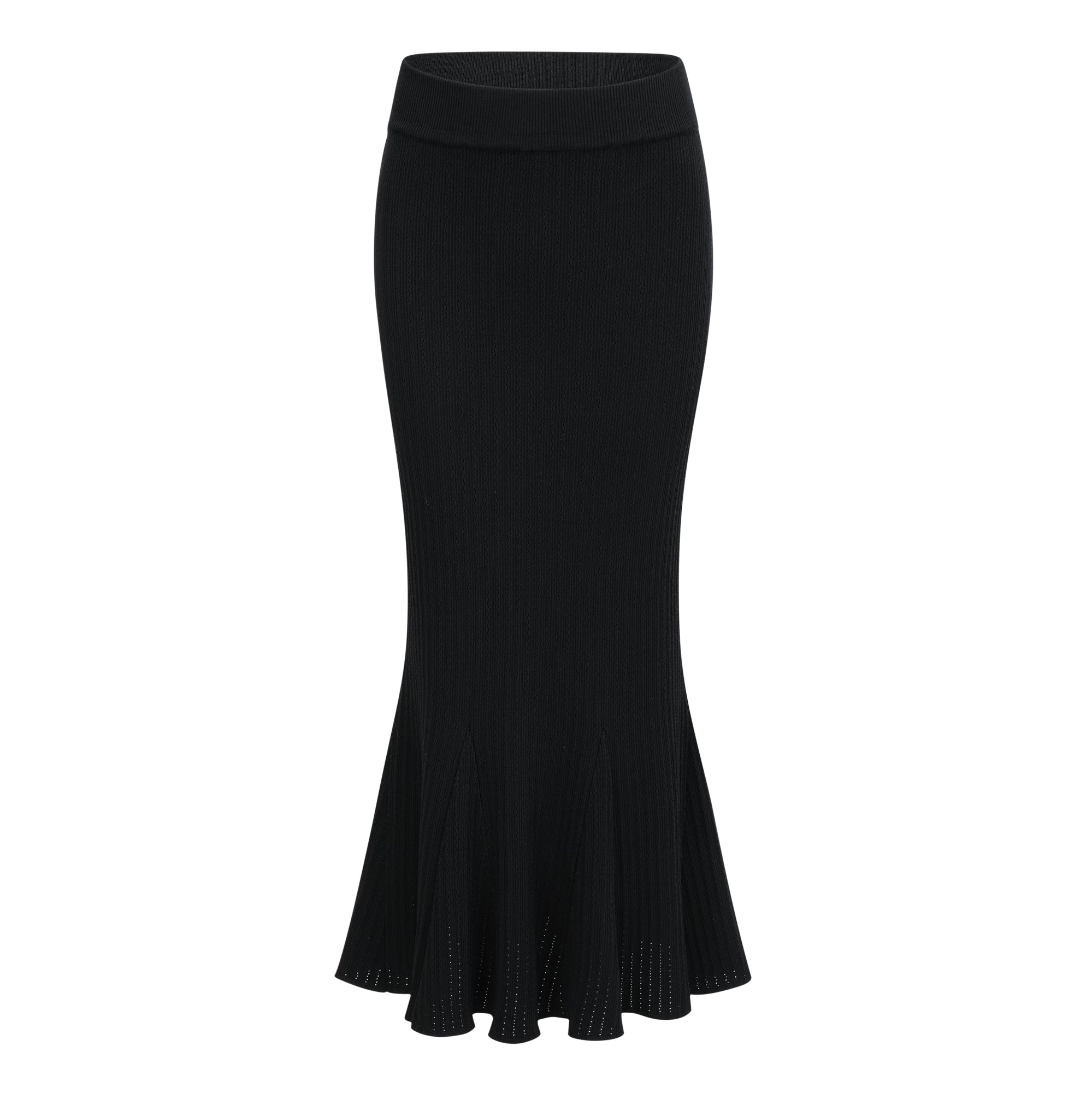 طقم توب وتنورة محبوكة سوداء مزينة من إلينور