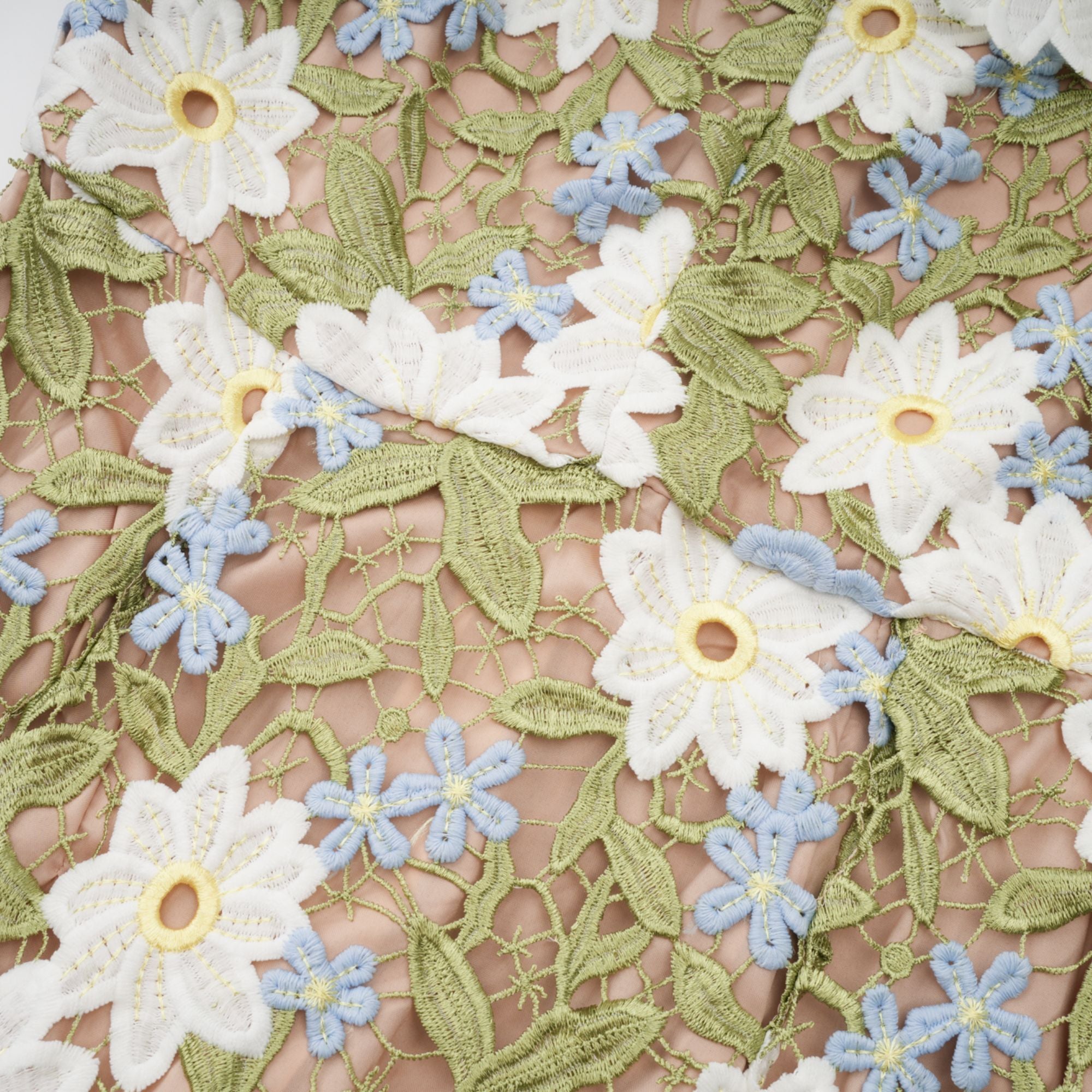 Carla floral embroidered hollow-carved midi dress (Final Sale)