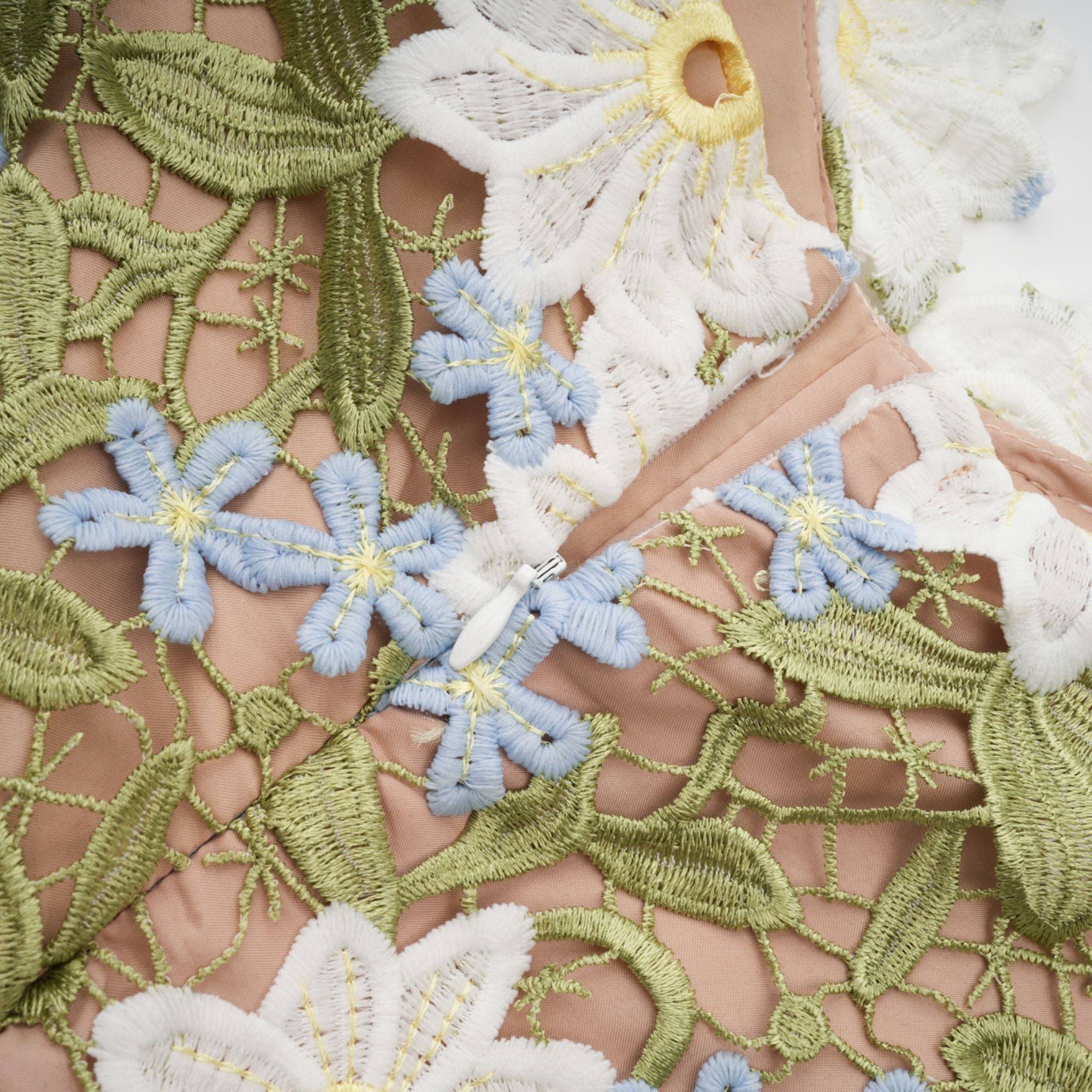 Carla floral embroidered hollow-carved midi dress (Final Sale)