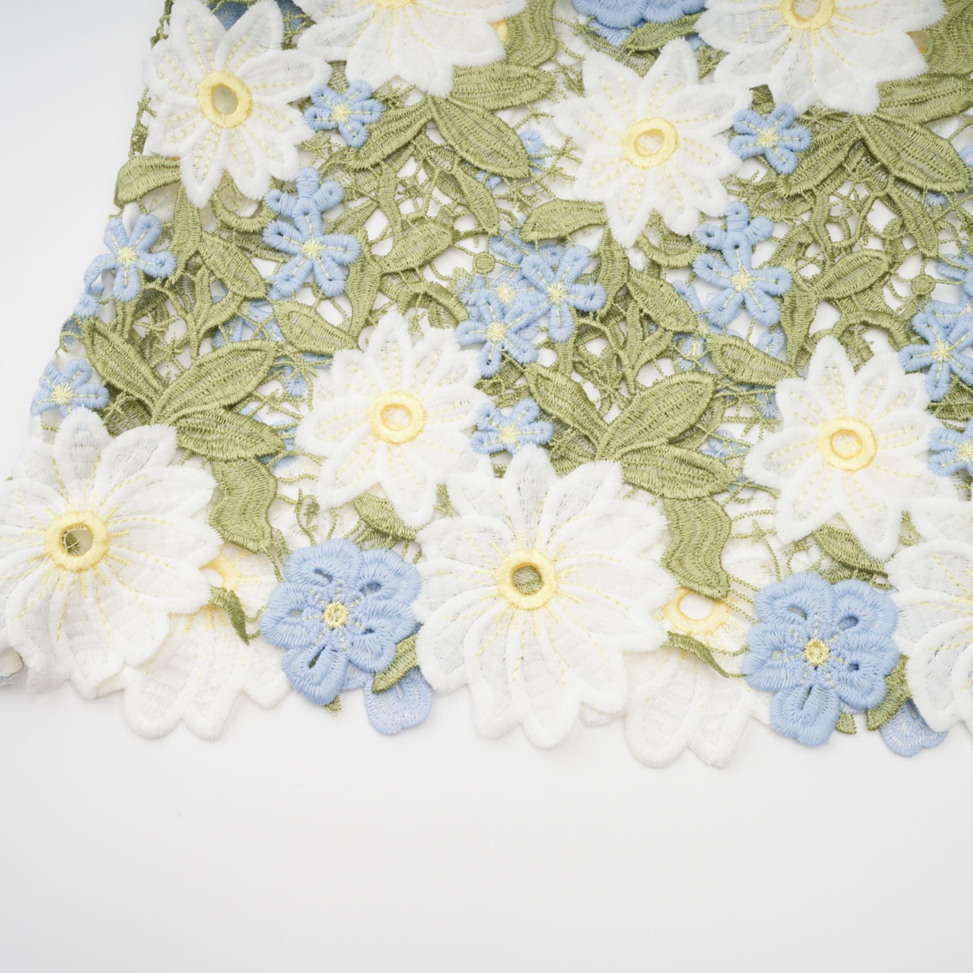 Carla floral embroidered hollow-carved midi dress (Final Sale)