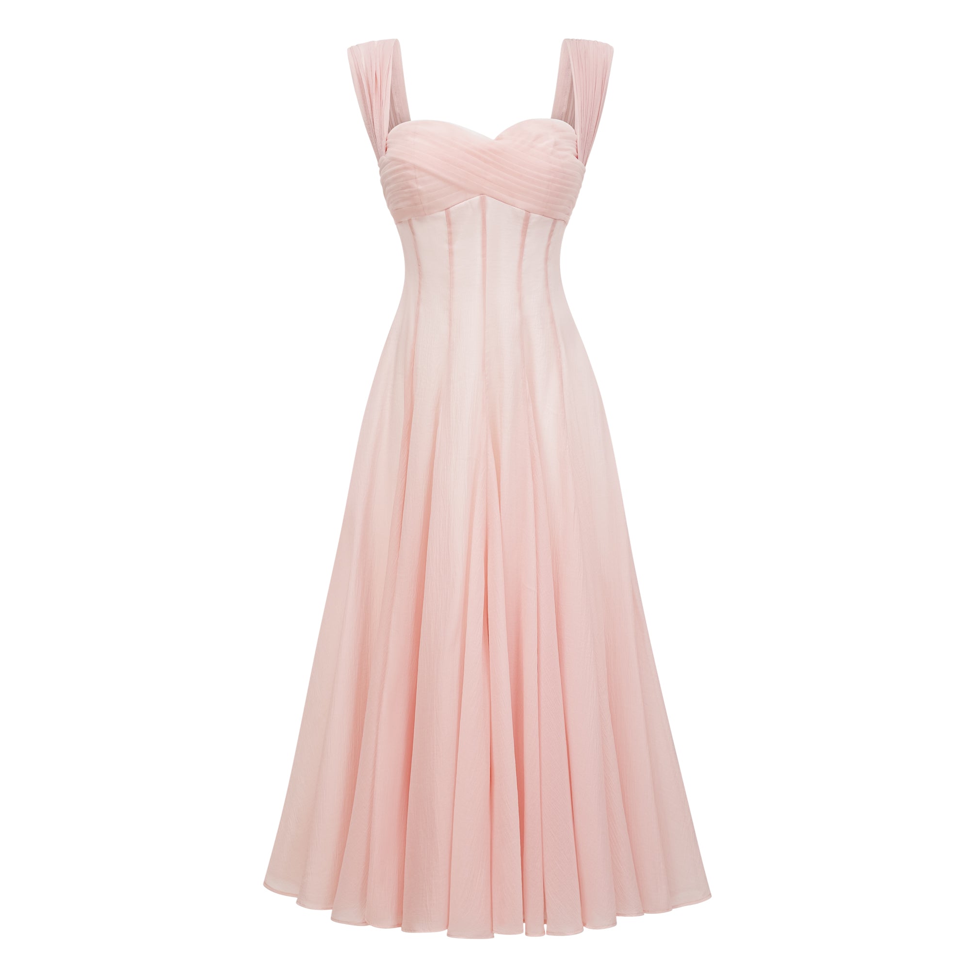 Érasme – Rosa Midikleid mit Volant