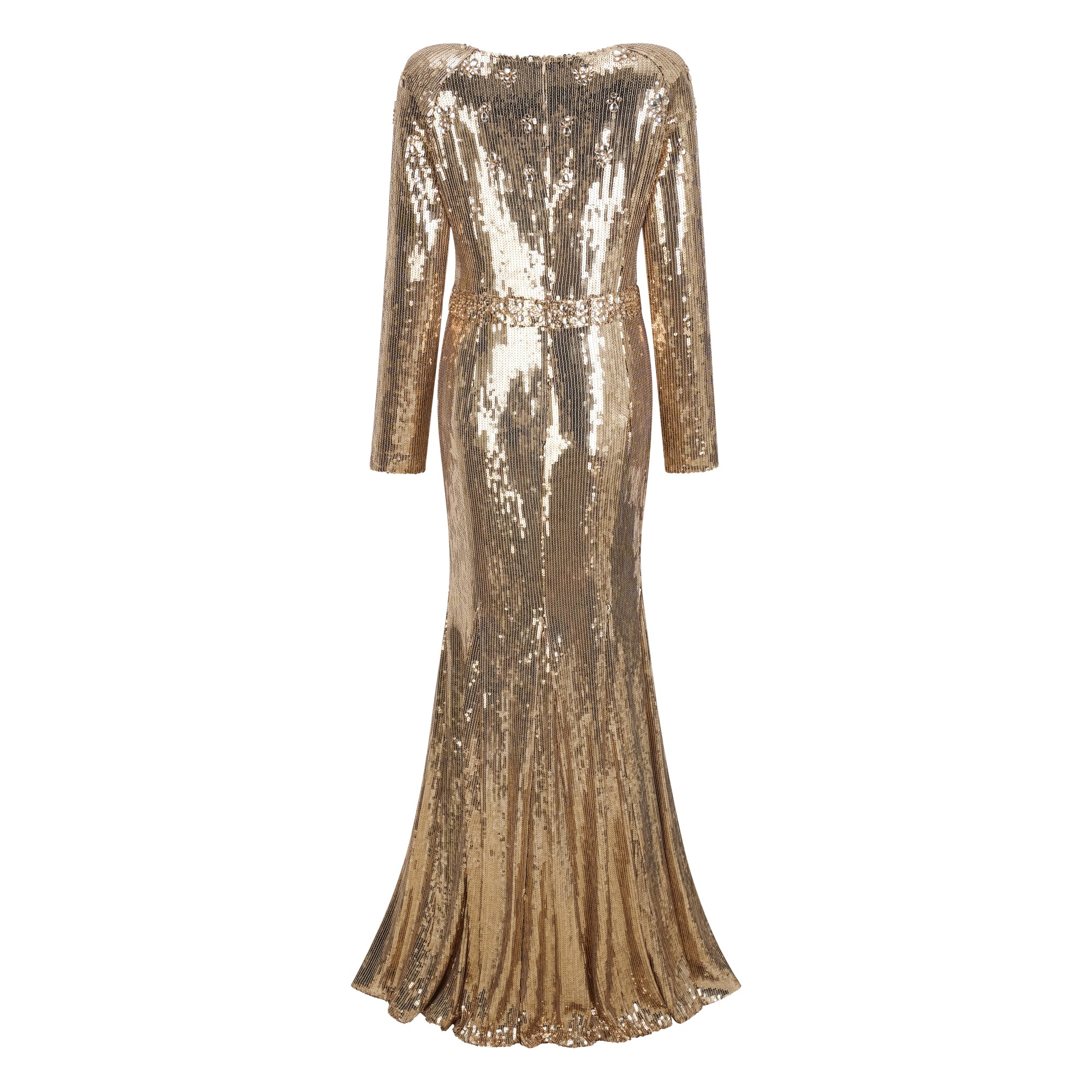 فستان فيديريكا ماكسي ذهبي مطرز بالترتر 