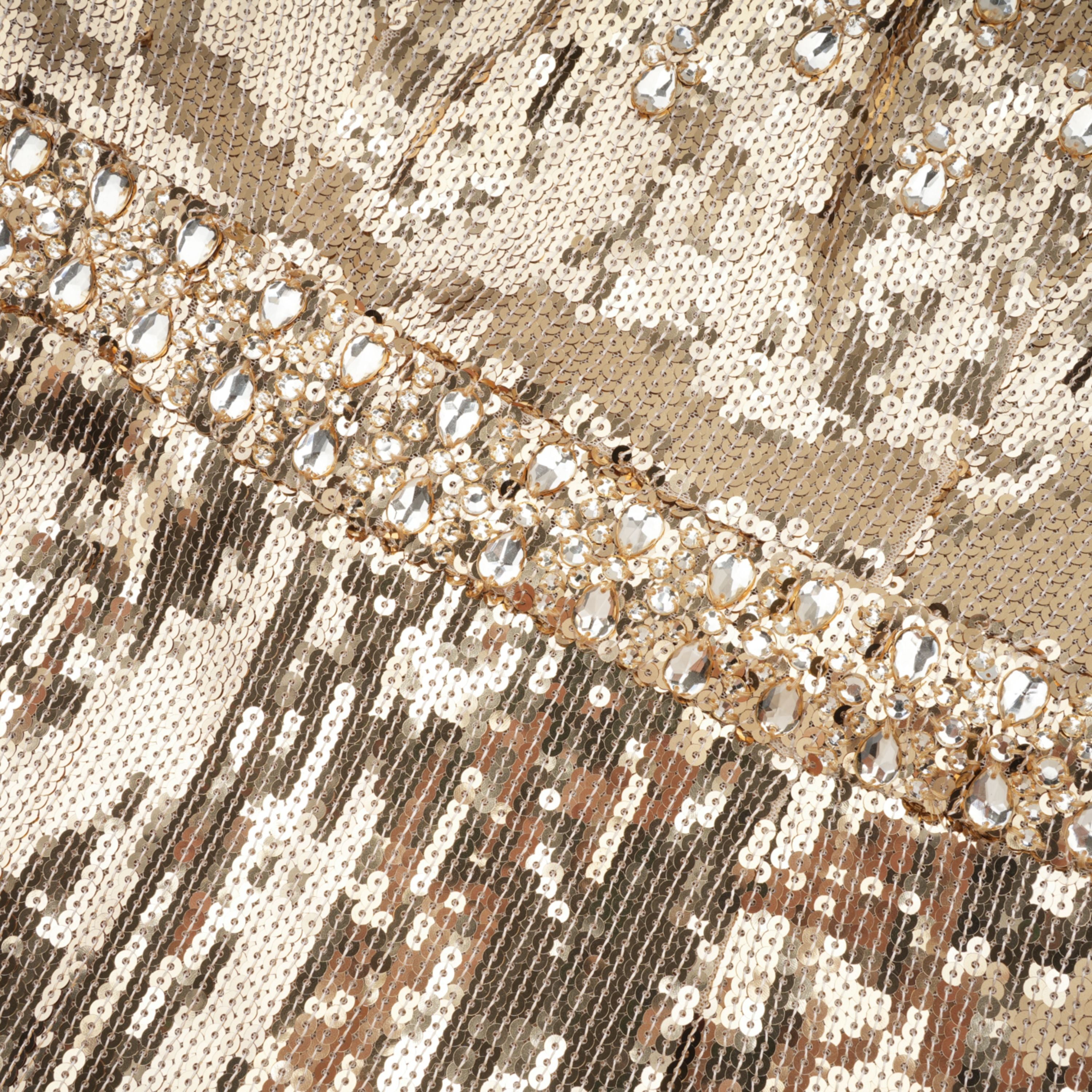 فستان فيديريكا ماكسي ذهبي مطرز بالترتر 