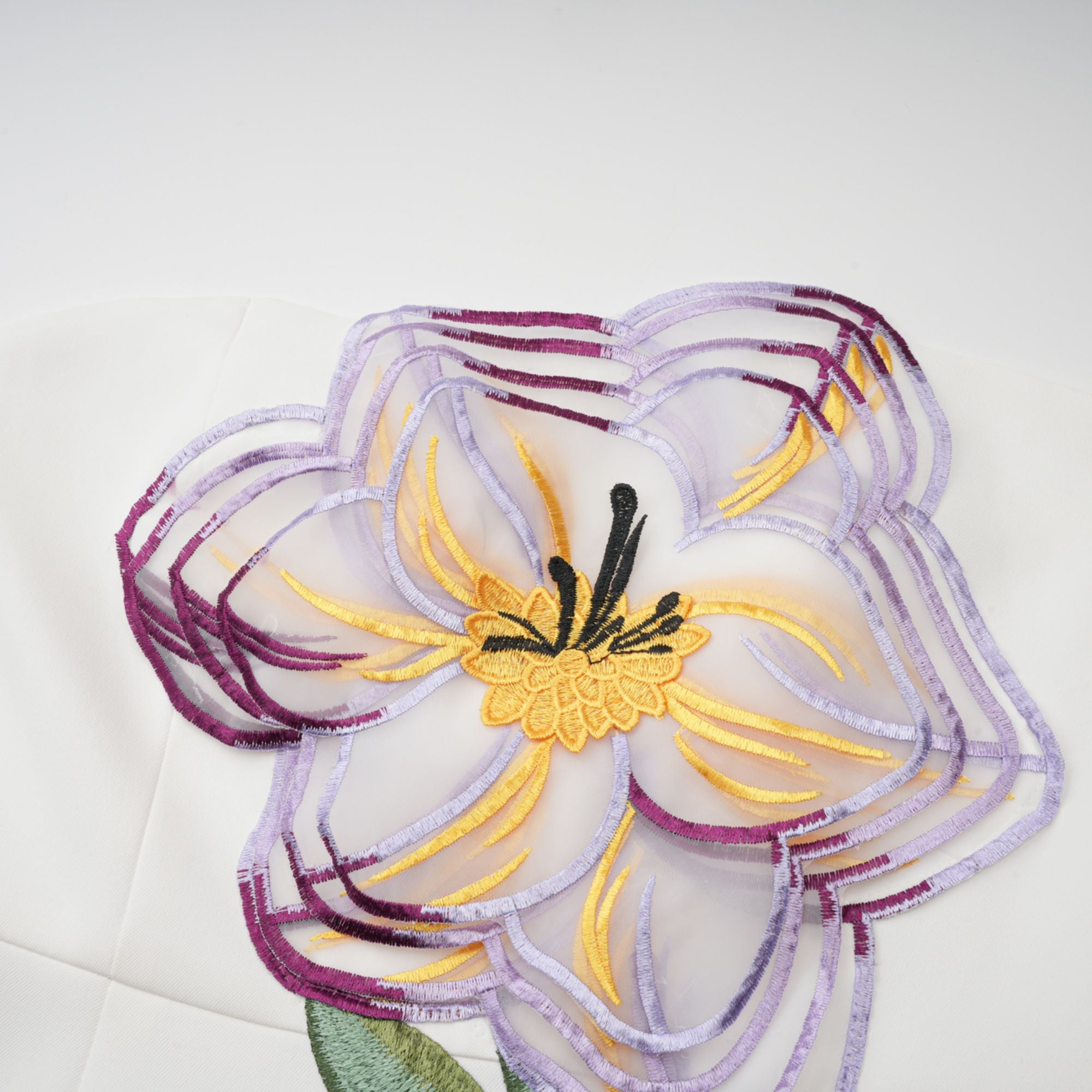 Irène White Off-Shoulder Sequin Floral Embroidered Mini Dress