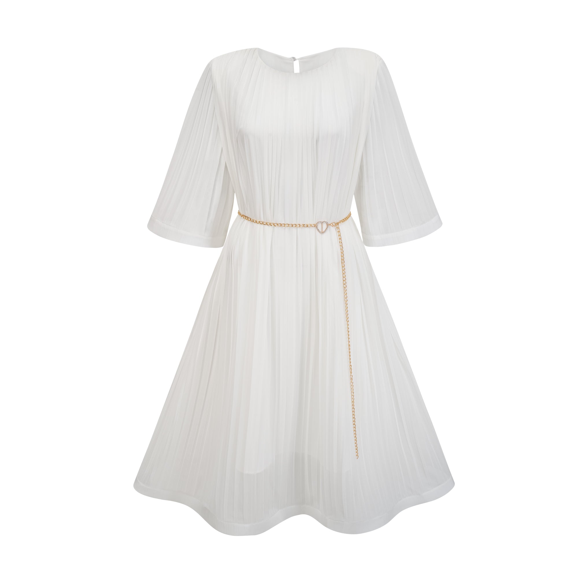 Gaëlle flared-sleeve pleated midi dress