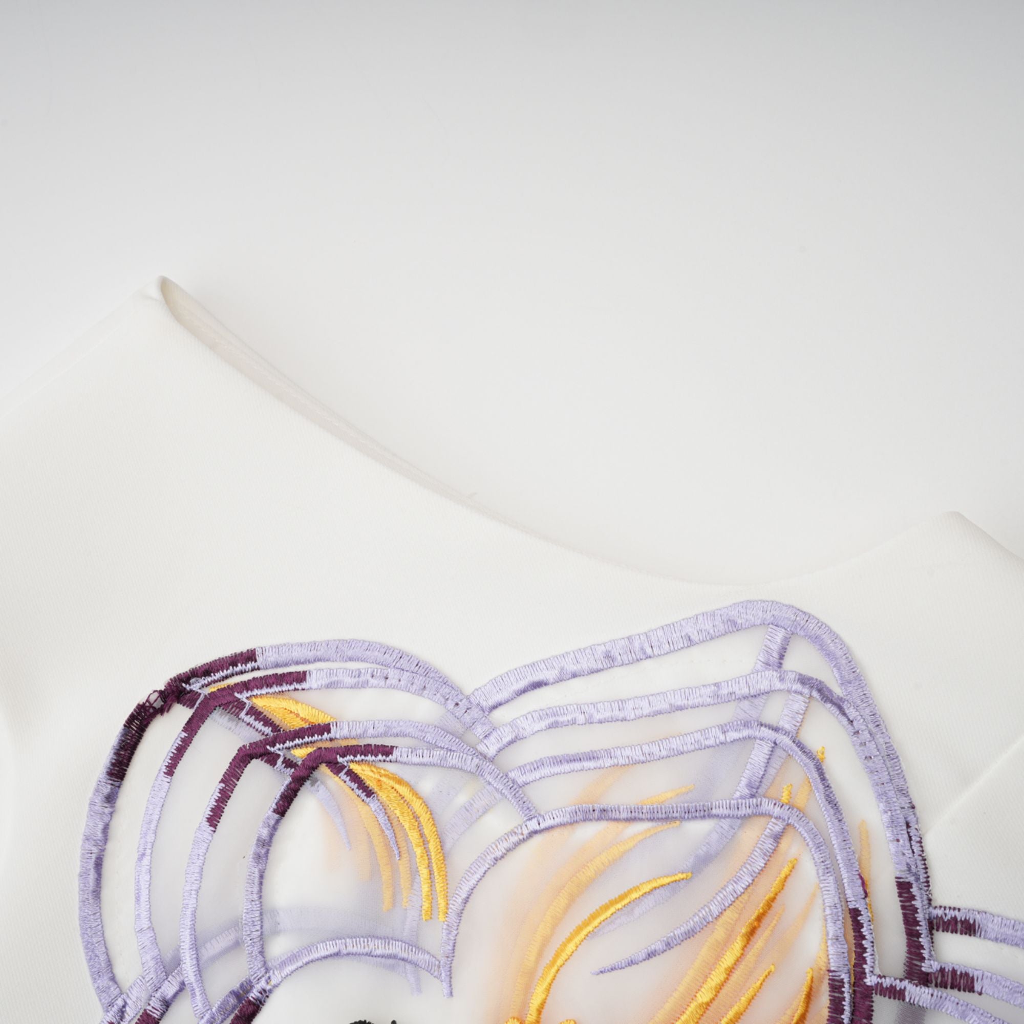 Irène White Sequin Floral Embroidered Mini Dress