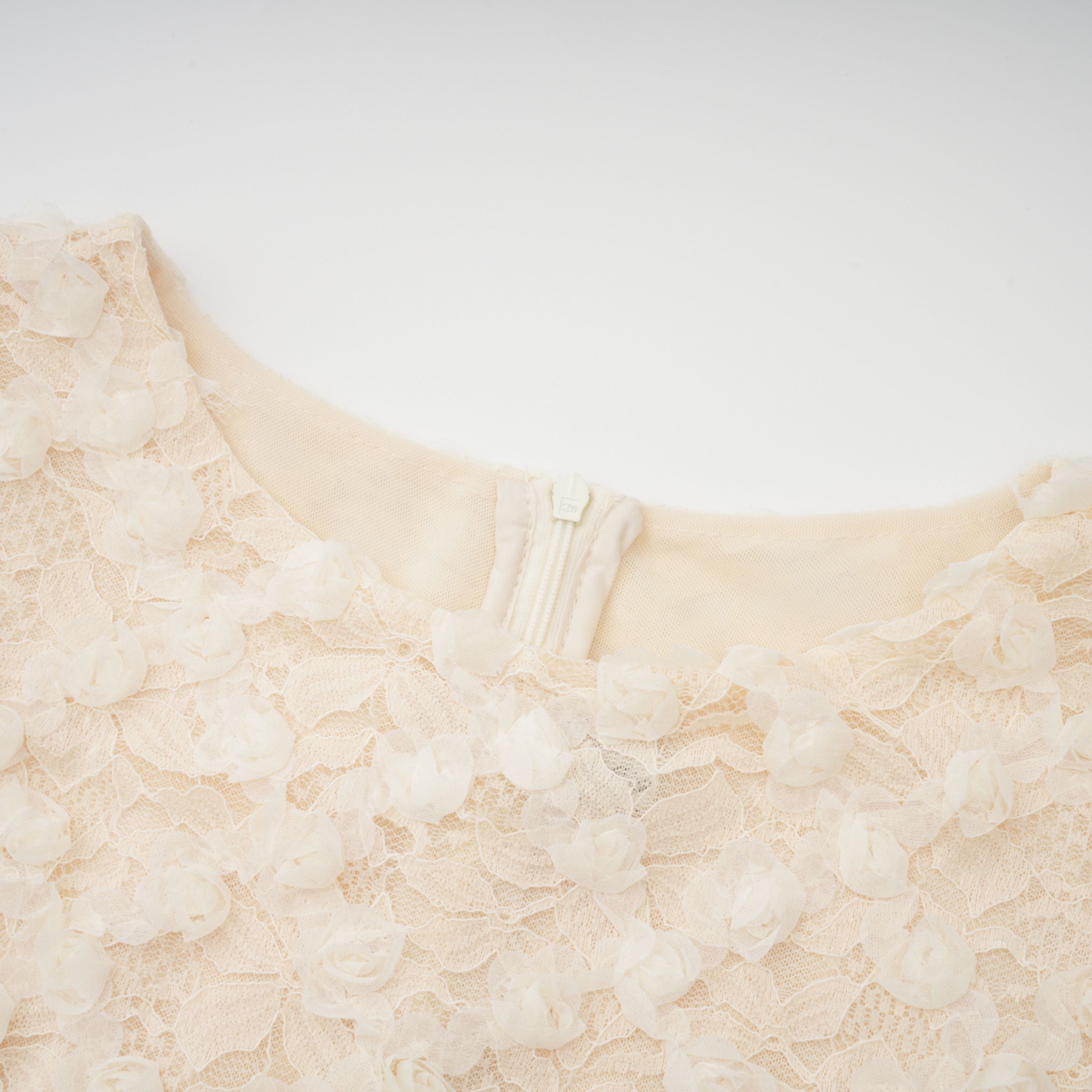 Halla Neutral Tiered Floral Lace Maxi Dress