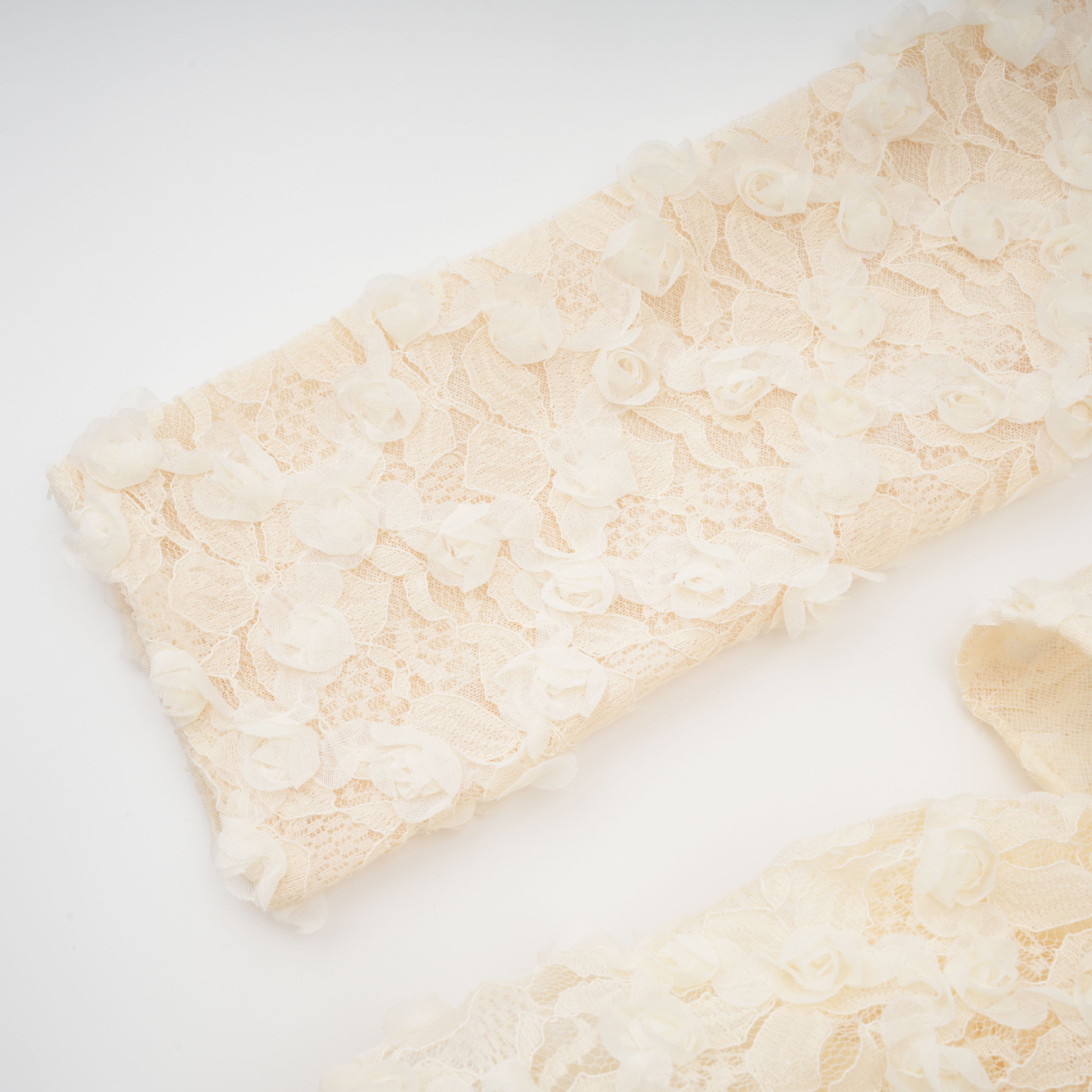 Halla Neutral Tiered Floral Lace Maxi Dress