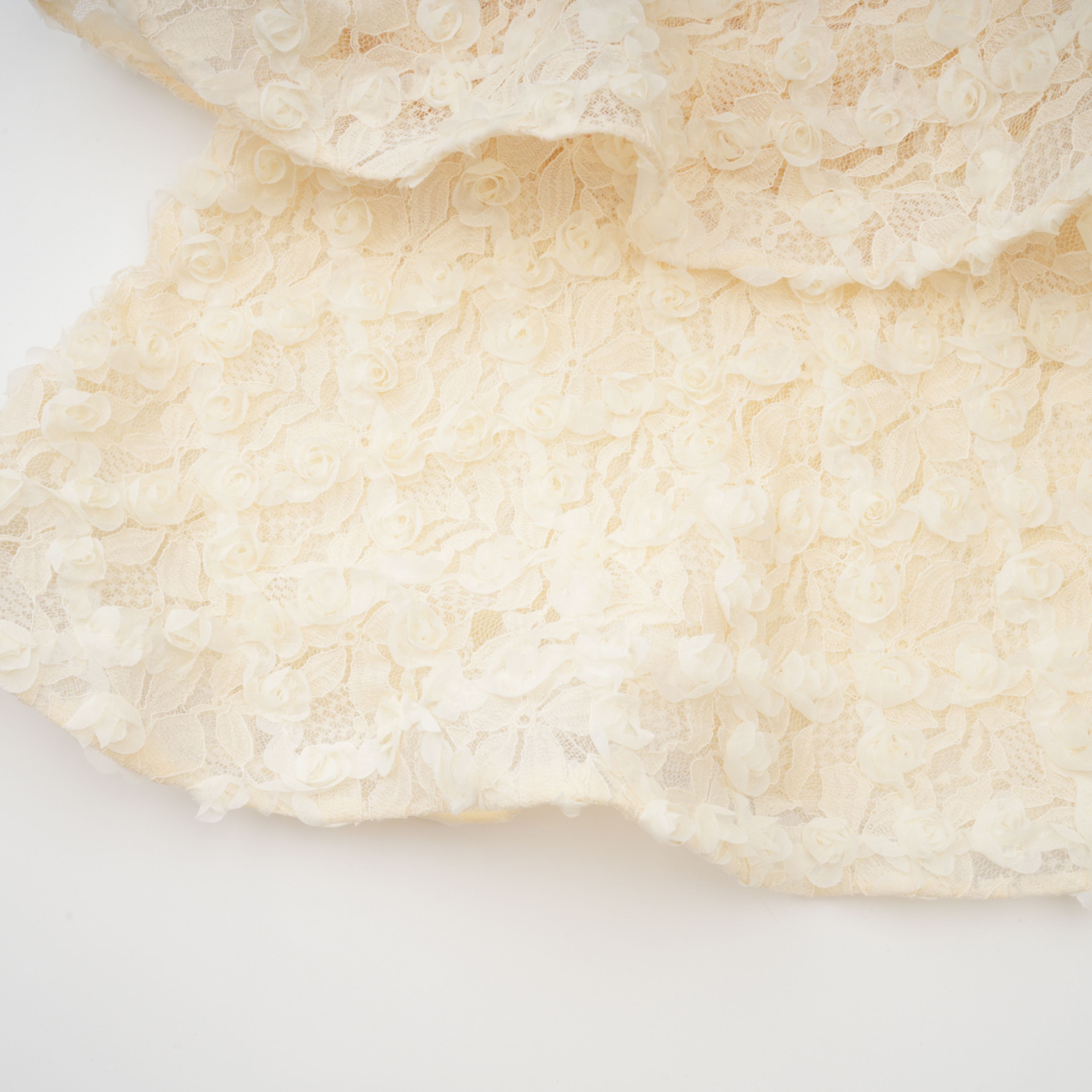 Halla Neutral Tiered Floral Lace Maxi Dress