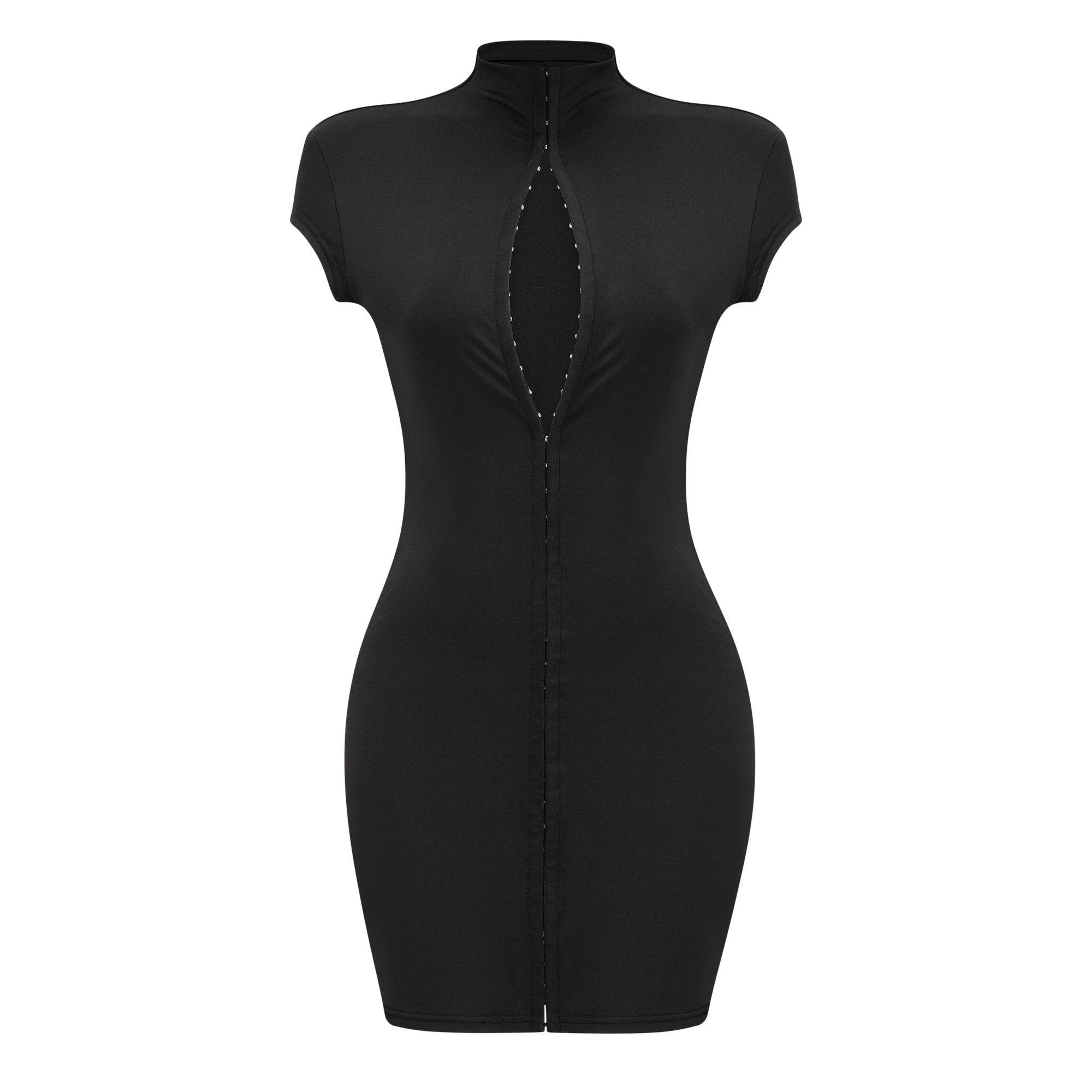 Andrea Schwarzes Minikleid mit Schlüsselloch-Korsett