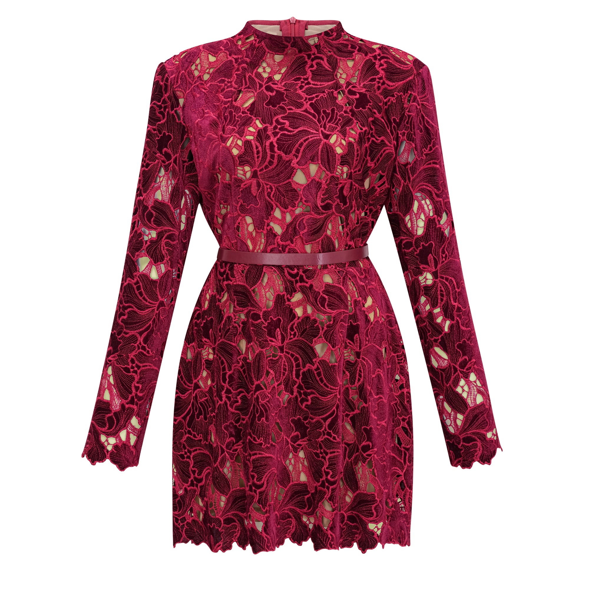 Hafdis Rotes Minikleid mit Blumenstickerei