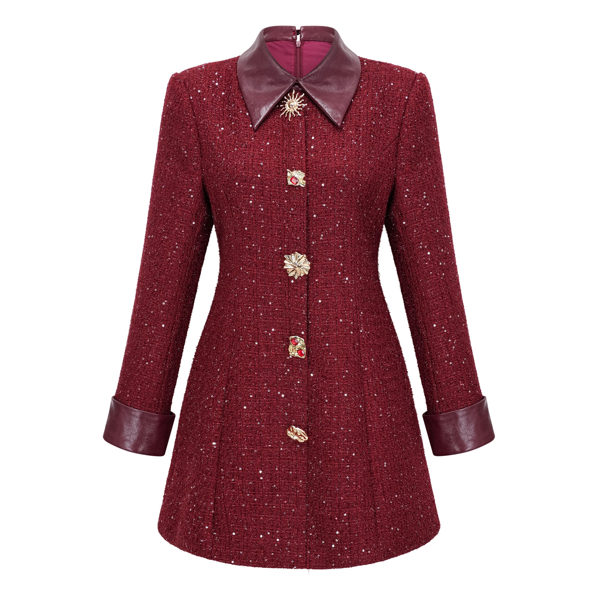 Ancora Red Embellished Tweed Mini Dress