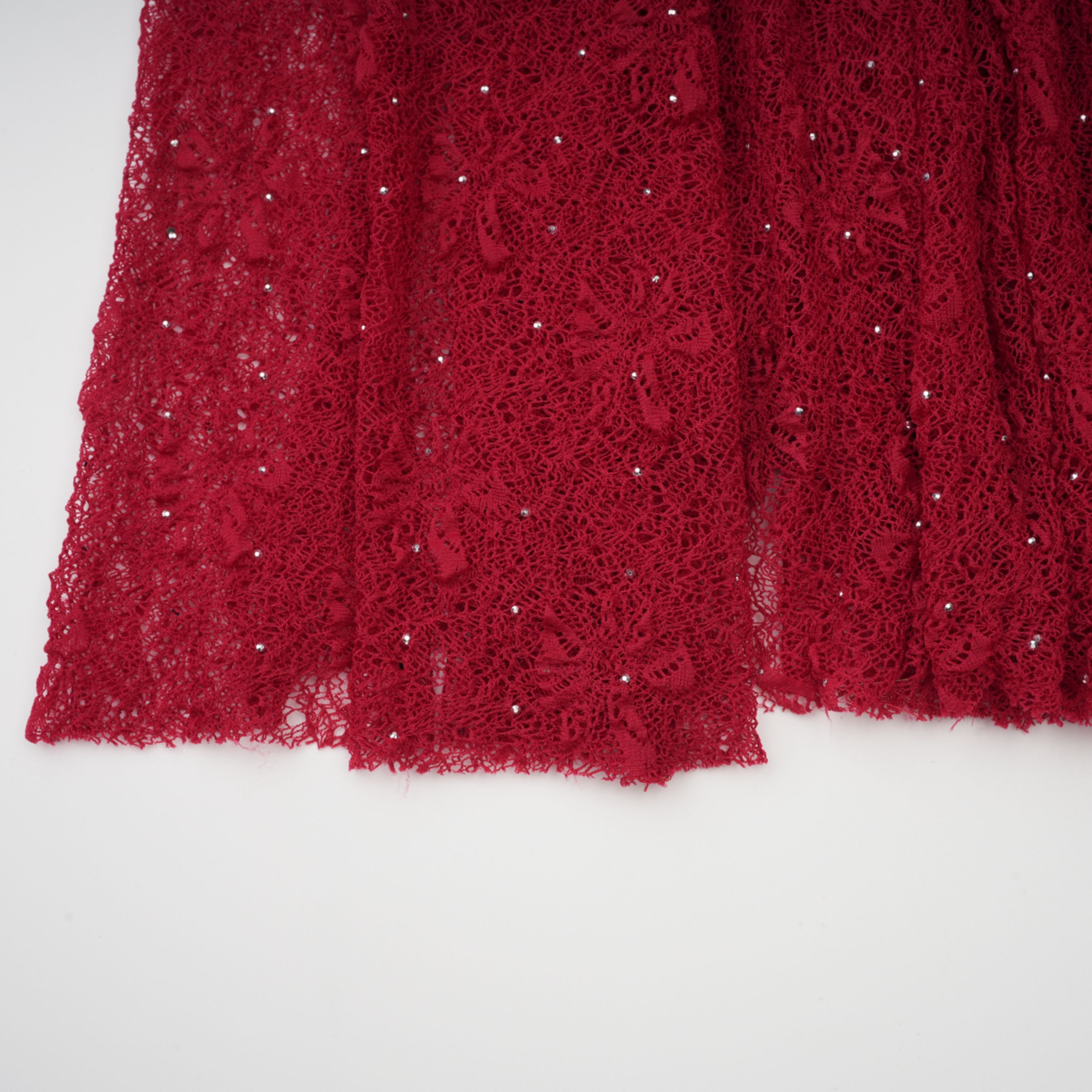 Justyna Red Rhinestone Guipure Lace Maxi Dress