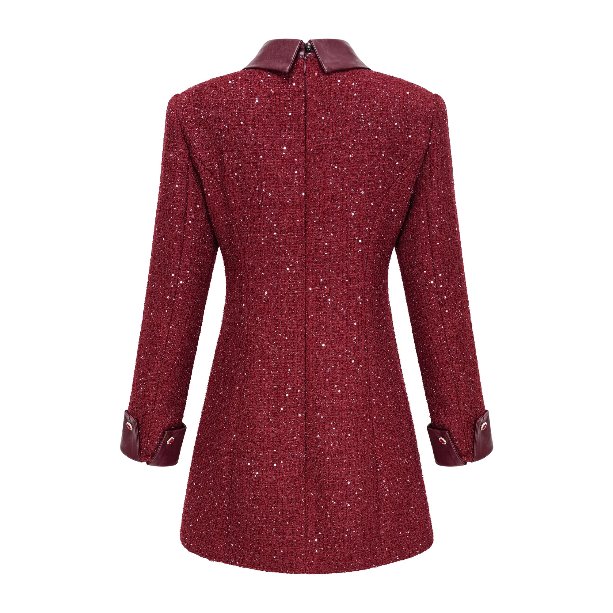 Ancora Red Embellished Tweed Mini Dress