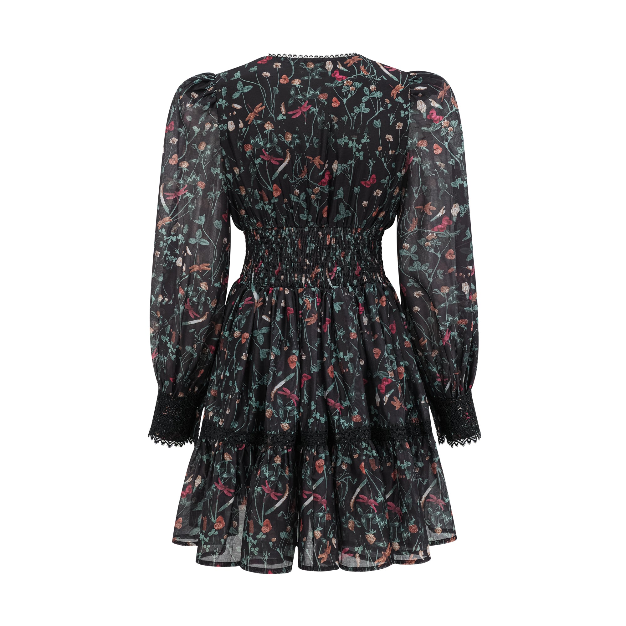 Aimée floral-print embroidered mini dress