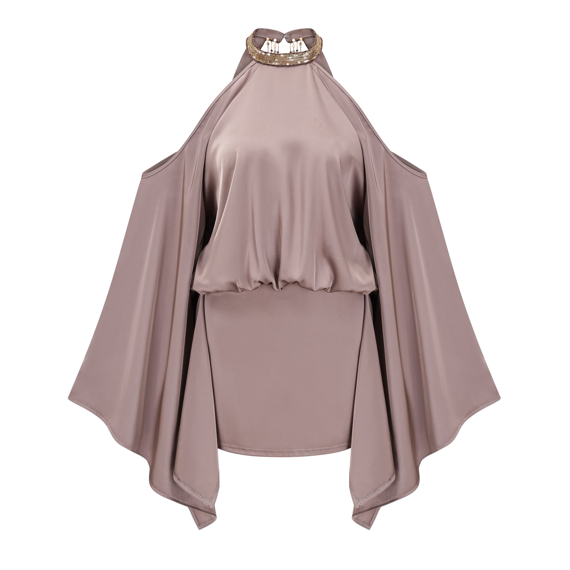 فستان قصير مزين بأكتاف مكشوفة من Jimena Brown