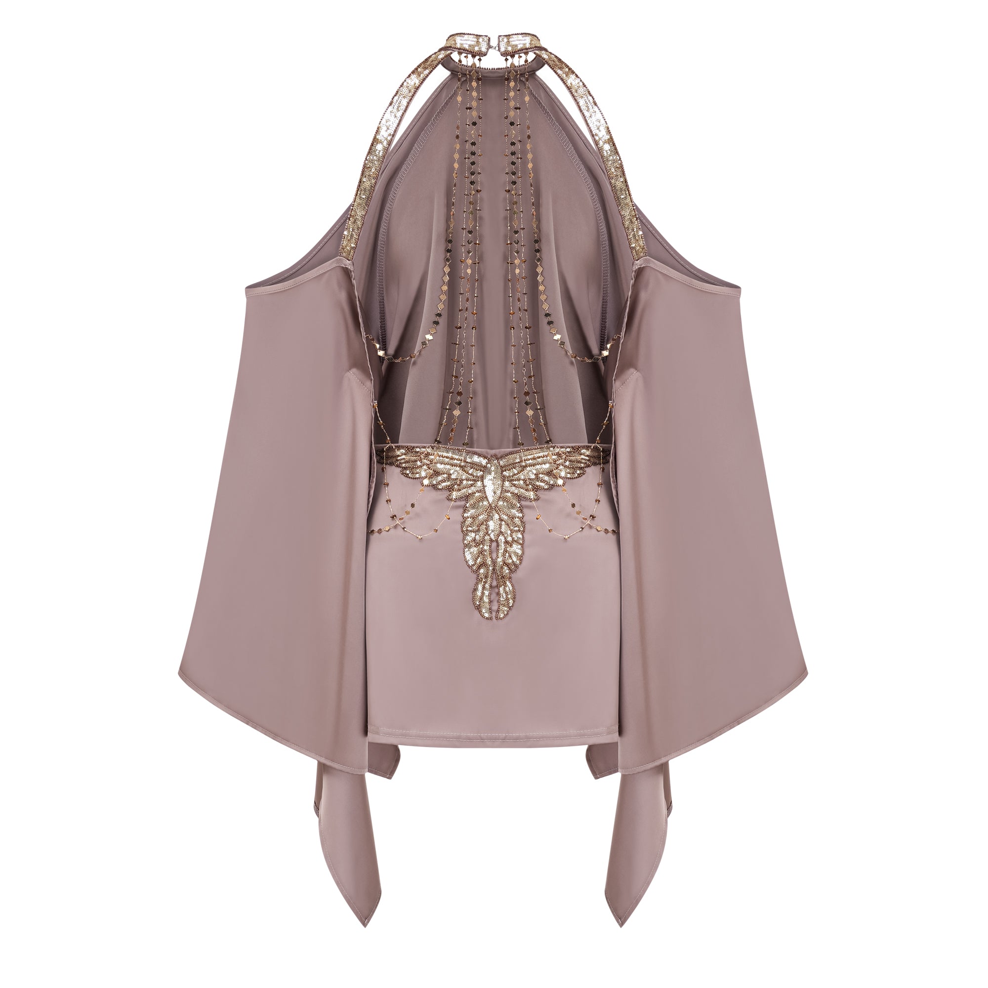 فستان قصير مزين بأكتاف مكشوفة من Jimena Brown