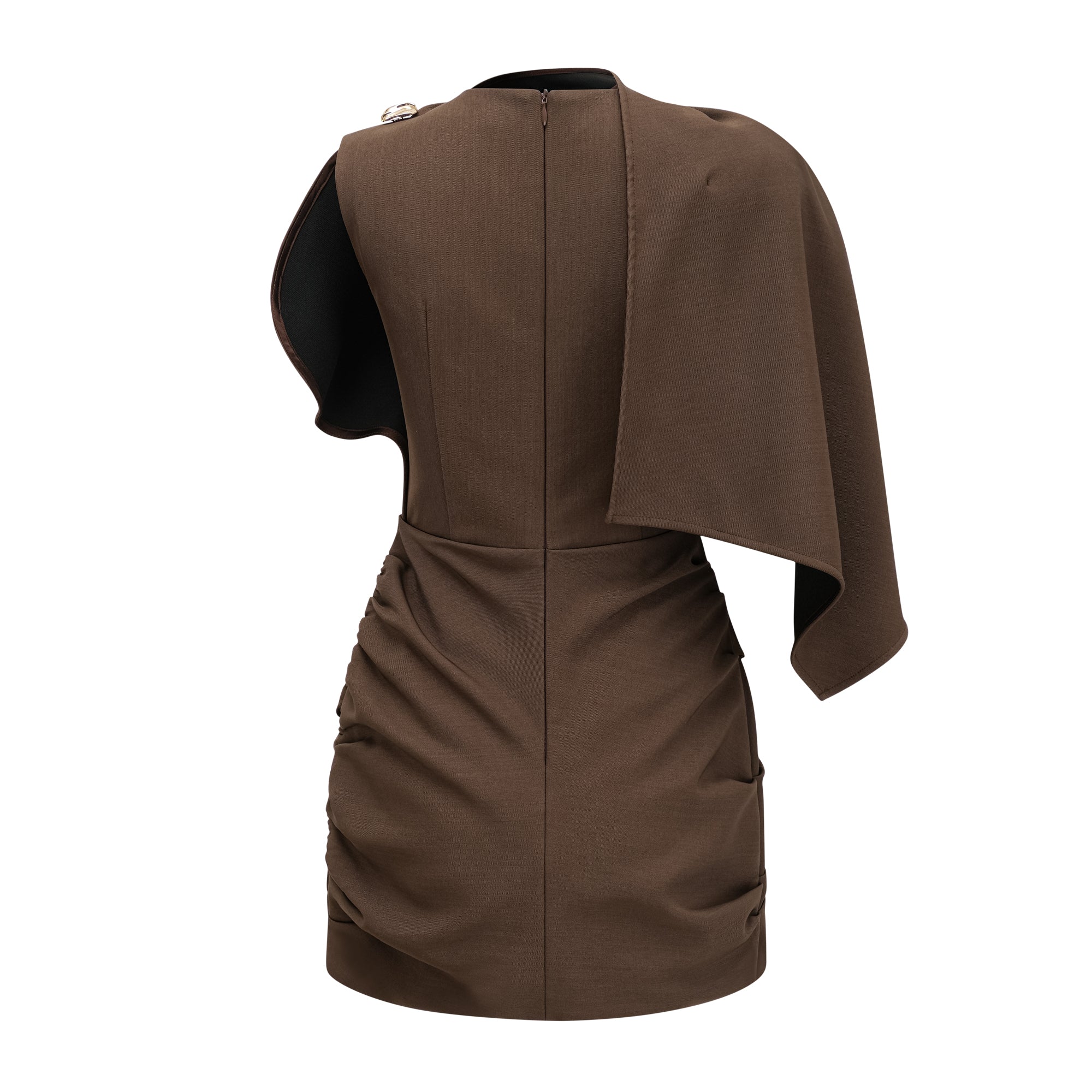 Francesca Brown Asymmetrical Gathered Mini Dress