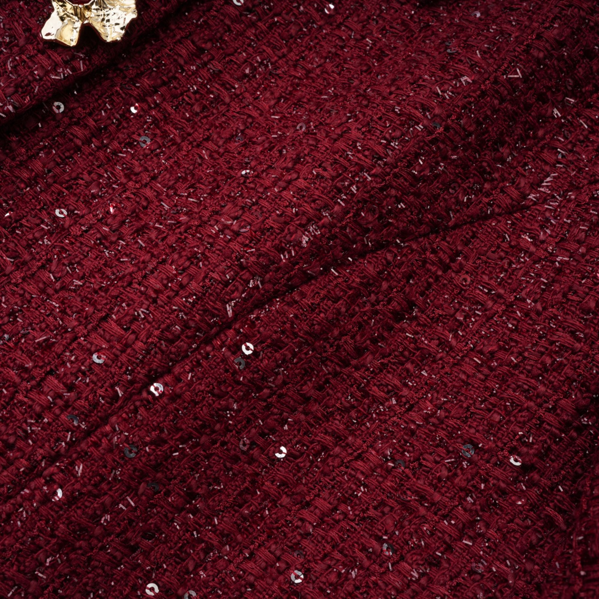 فستان قصير من التويد مزين باللون الأحمر من Ancora