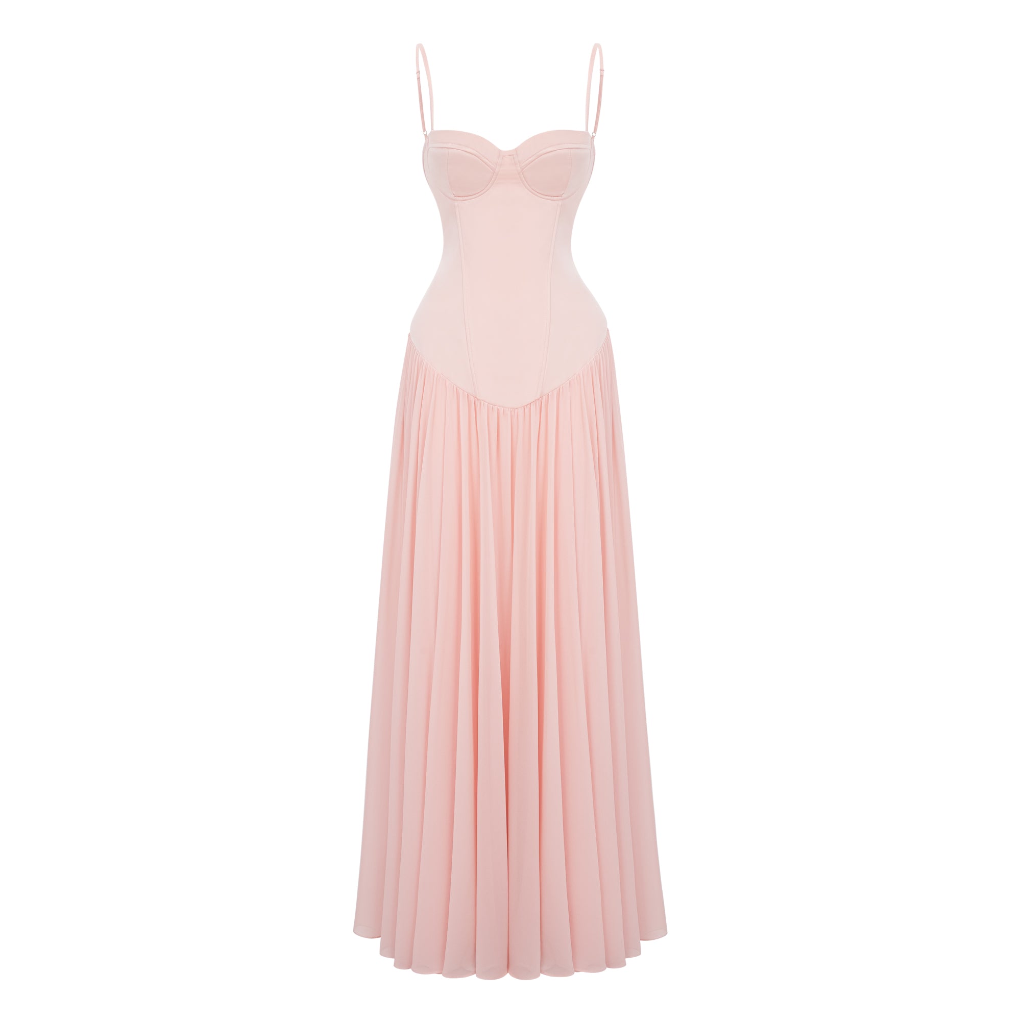 Vasylyna Pink Sweetheart Pleated Maxi Dress