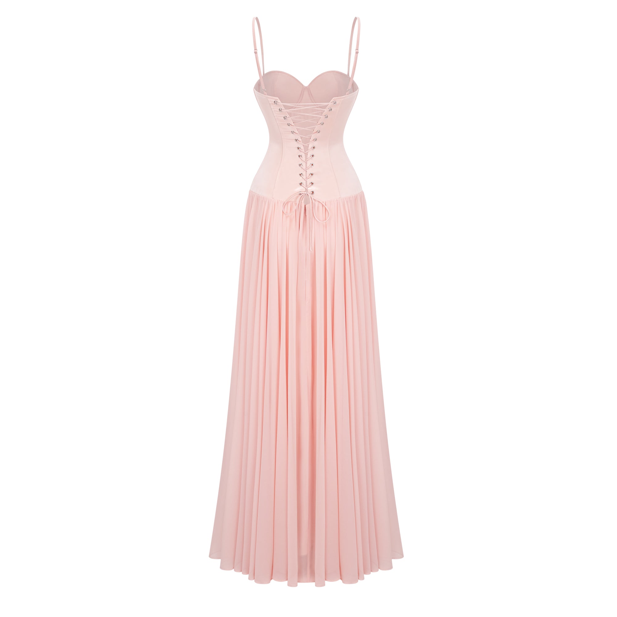 Vasylyna Pink Sweetheart Pleated Maxi Dress