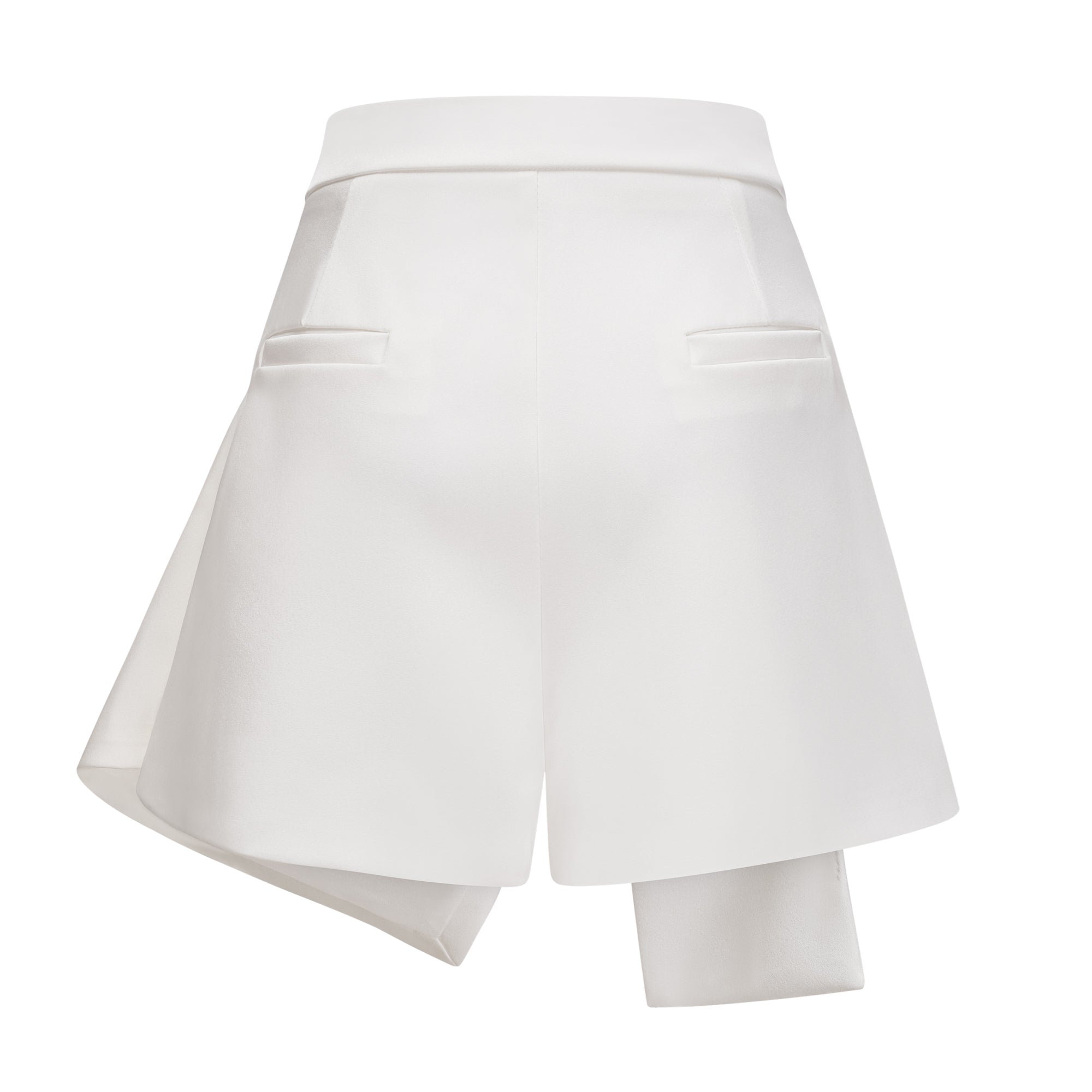 Vesper Weißes Set aus Bluse mit hohem Kragen und Rock aus Spitze