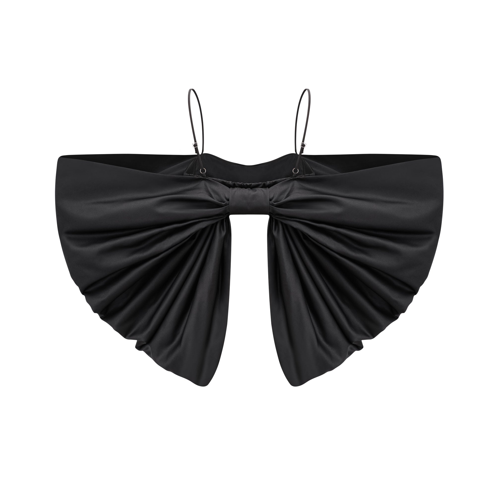 Solène bowknot scoop-back top in Black