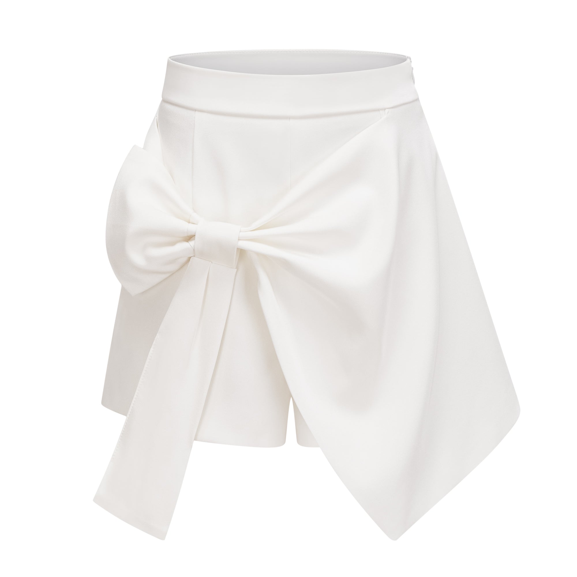 Vesper Weißes Set aus Bluse mit hohem Kragen und Rock aus Spitze