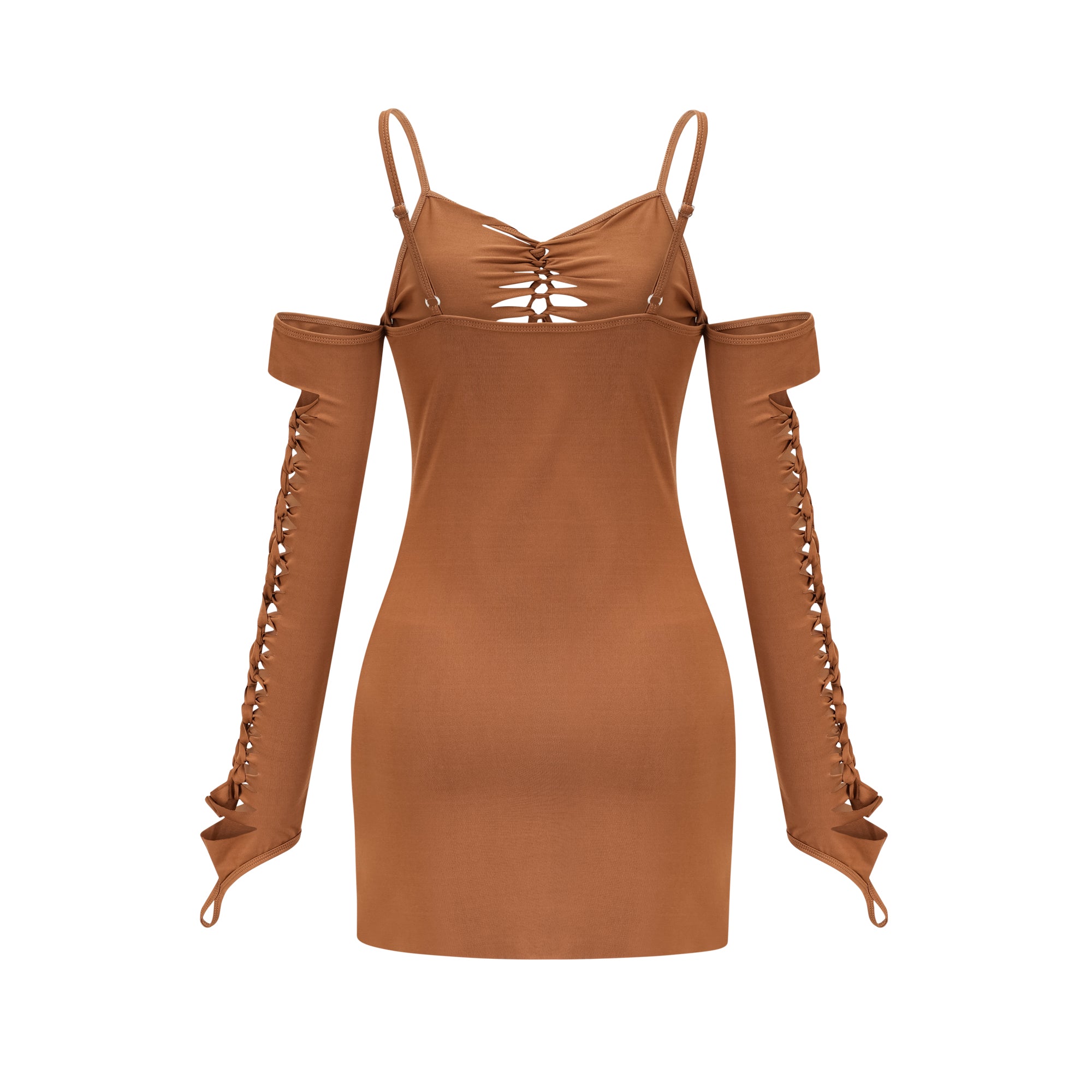 Capriana – Braunes Minikleid mit Cut-outs 