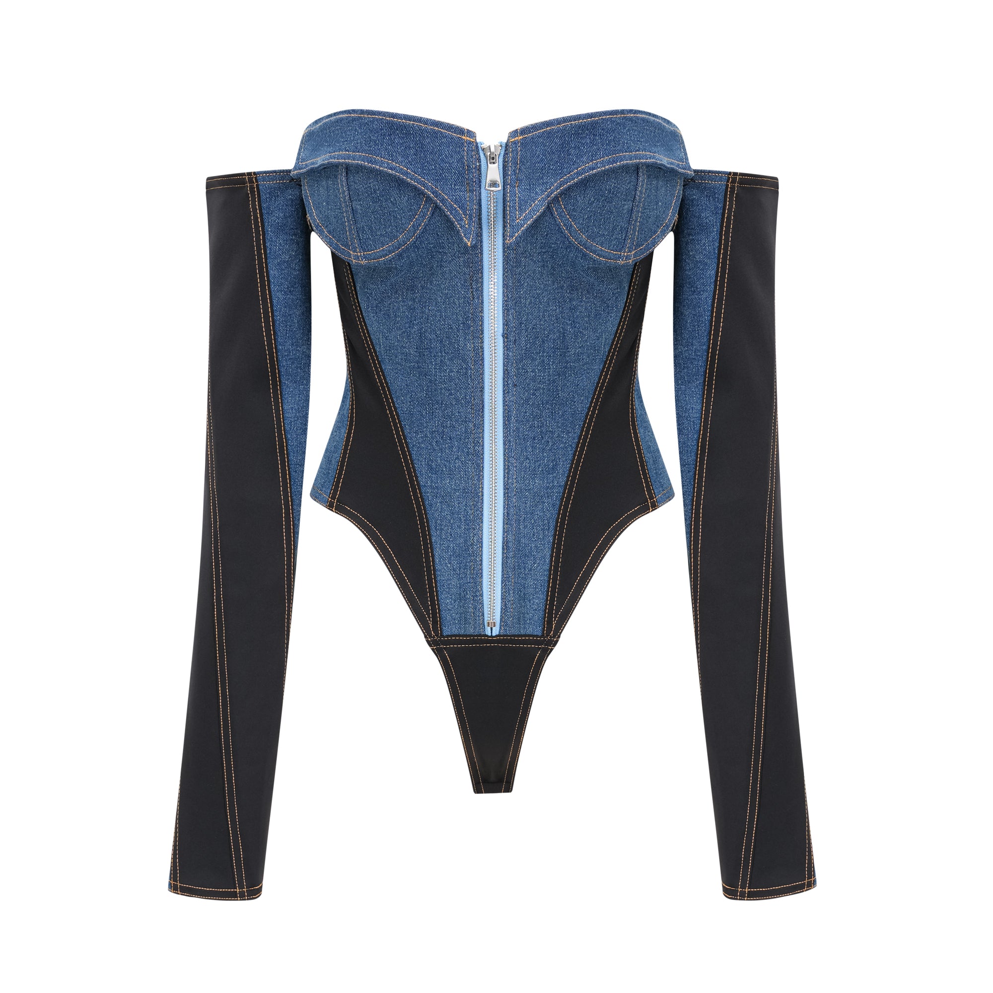 Body in denim con corsetto Melina 