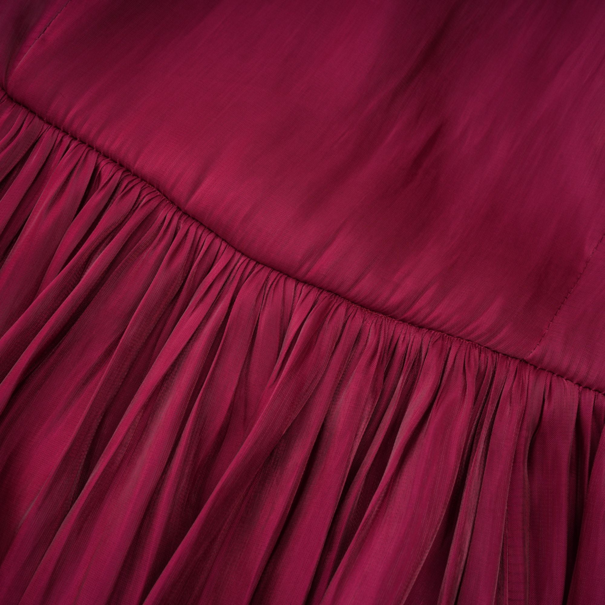 Danuta Burgundy Ruched Pleated Maxi Dress