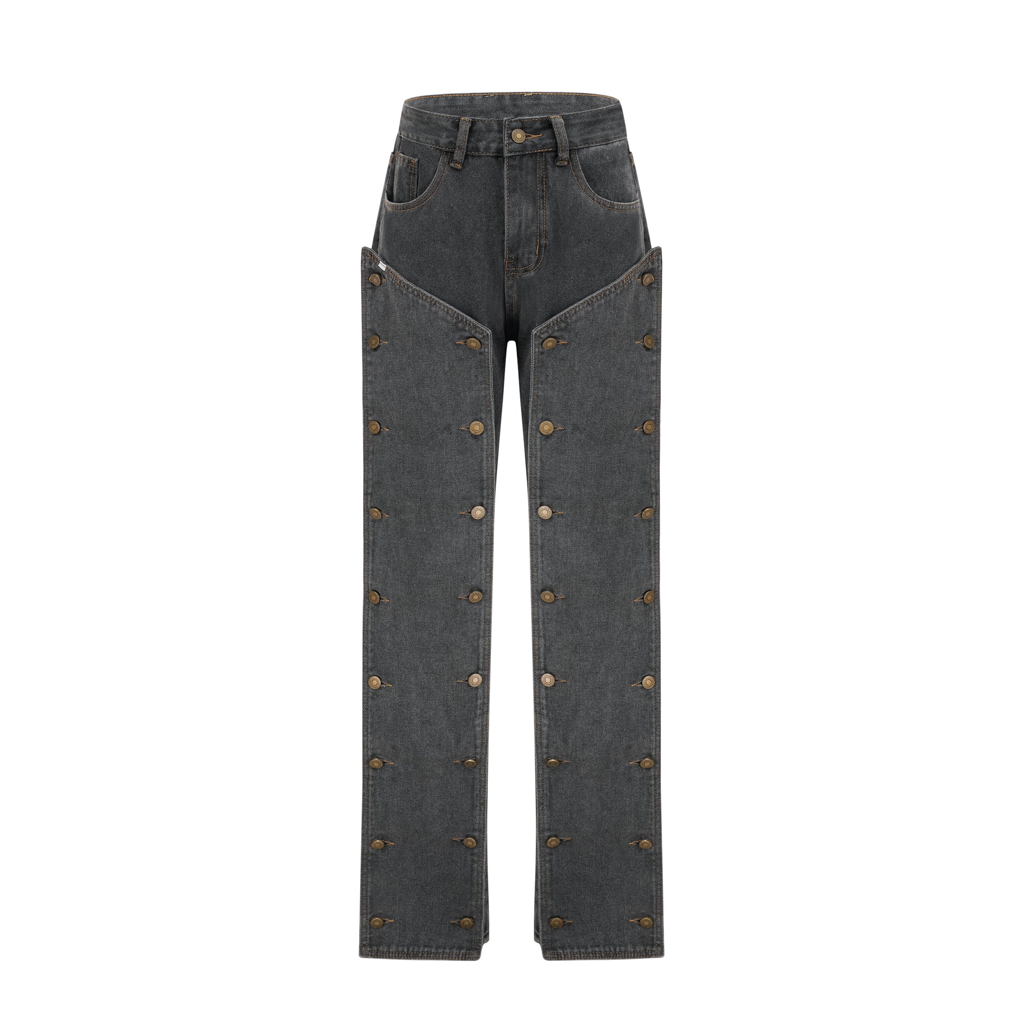 Delphine snap-off mif-rise bootcu jeans