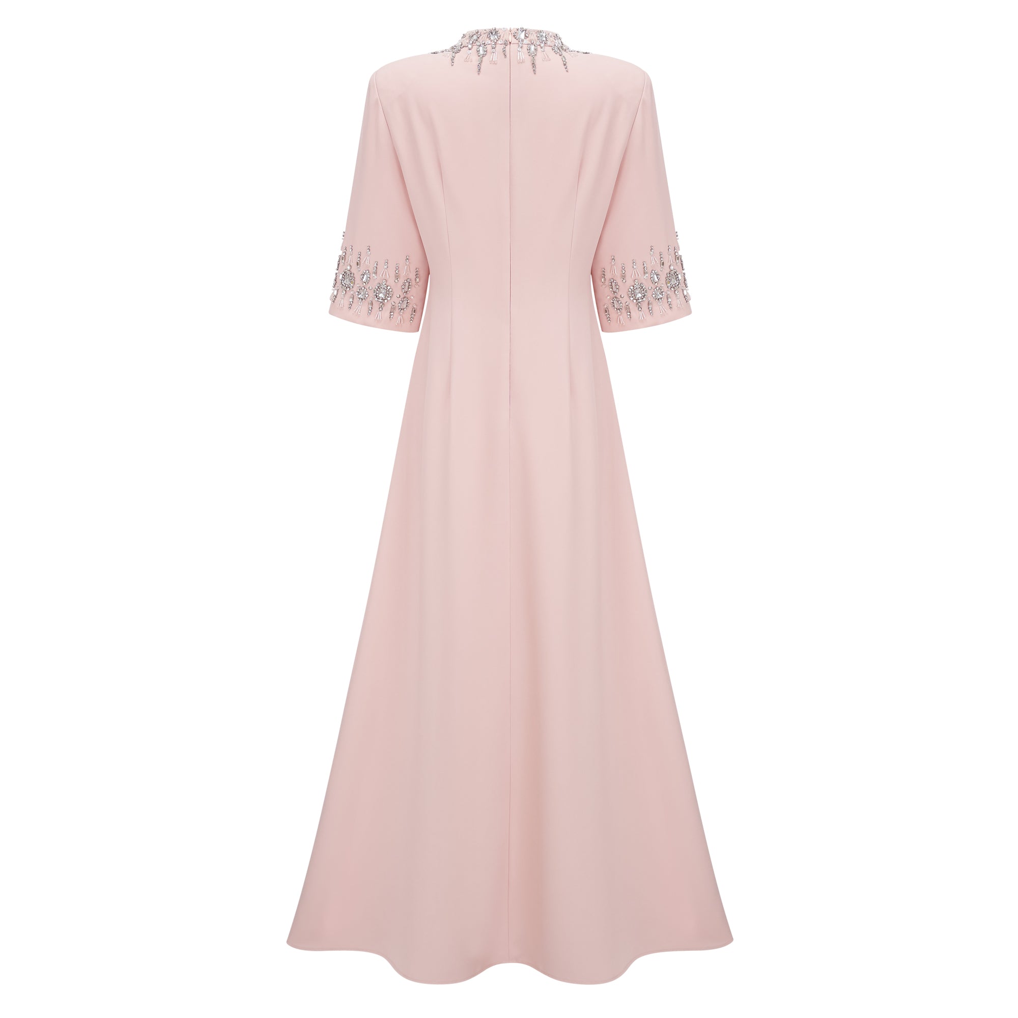 فستان طويل مزين بكورسيه باللون الوردي من Klaudia