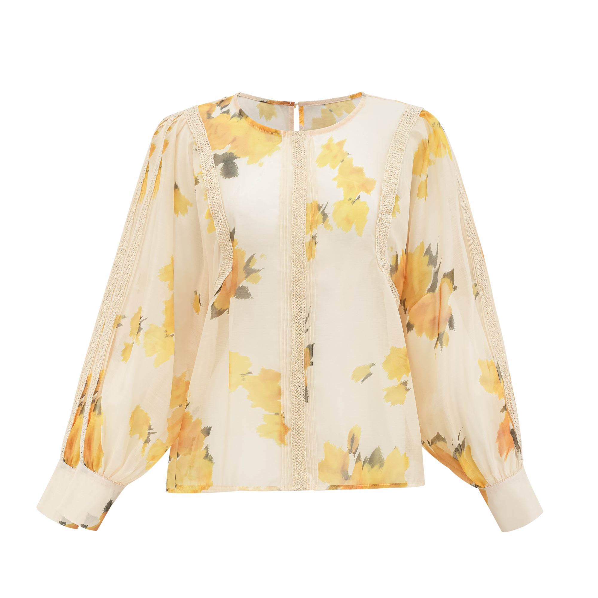 Éva yellow floral-print blouse & skirt matching set