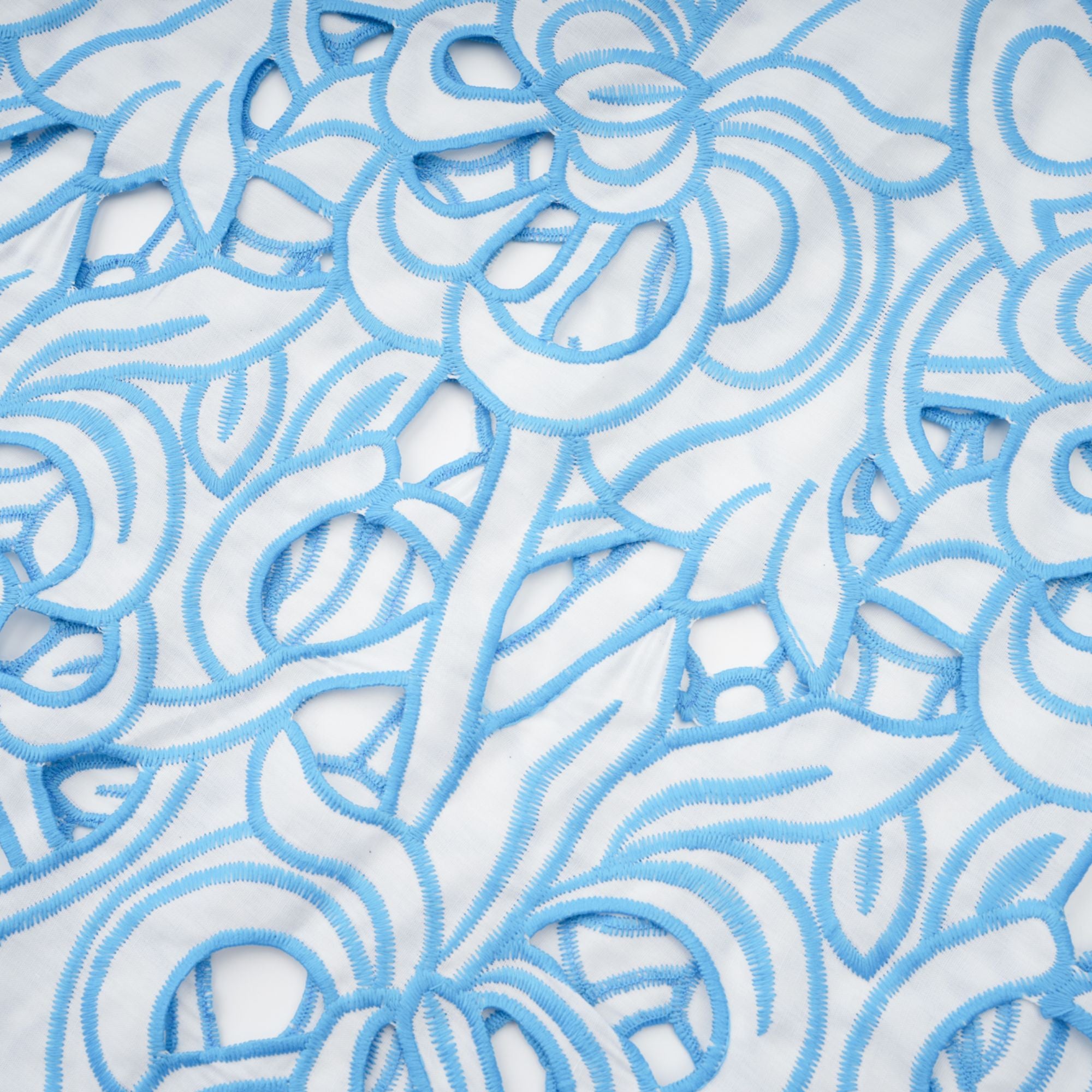 Aurore blue cut-out embroidered top & skirt matching set