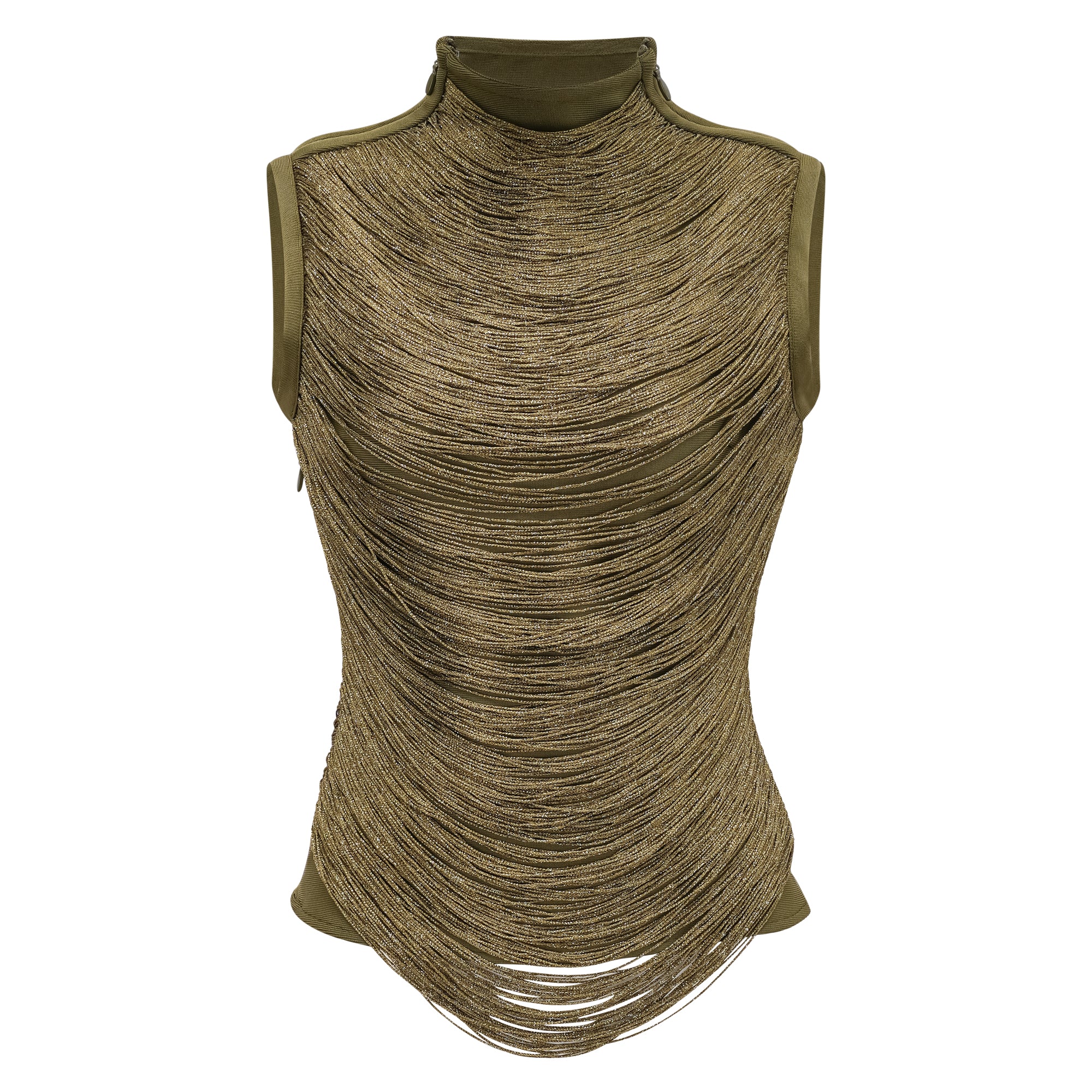 Borbála Green Fringed Top & Satin Skirt Set