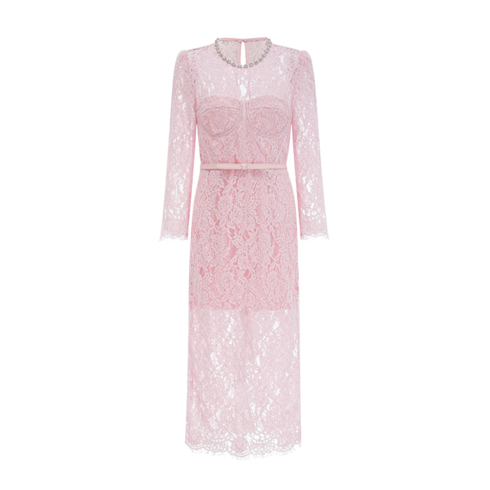 Pink Lace Embellished Midi Dress Pink main image 0