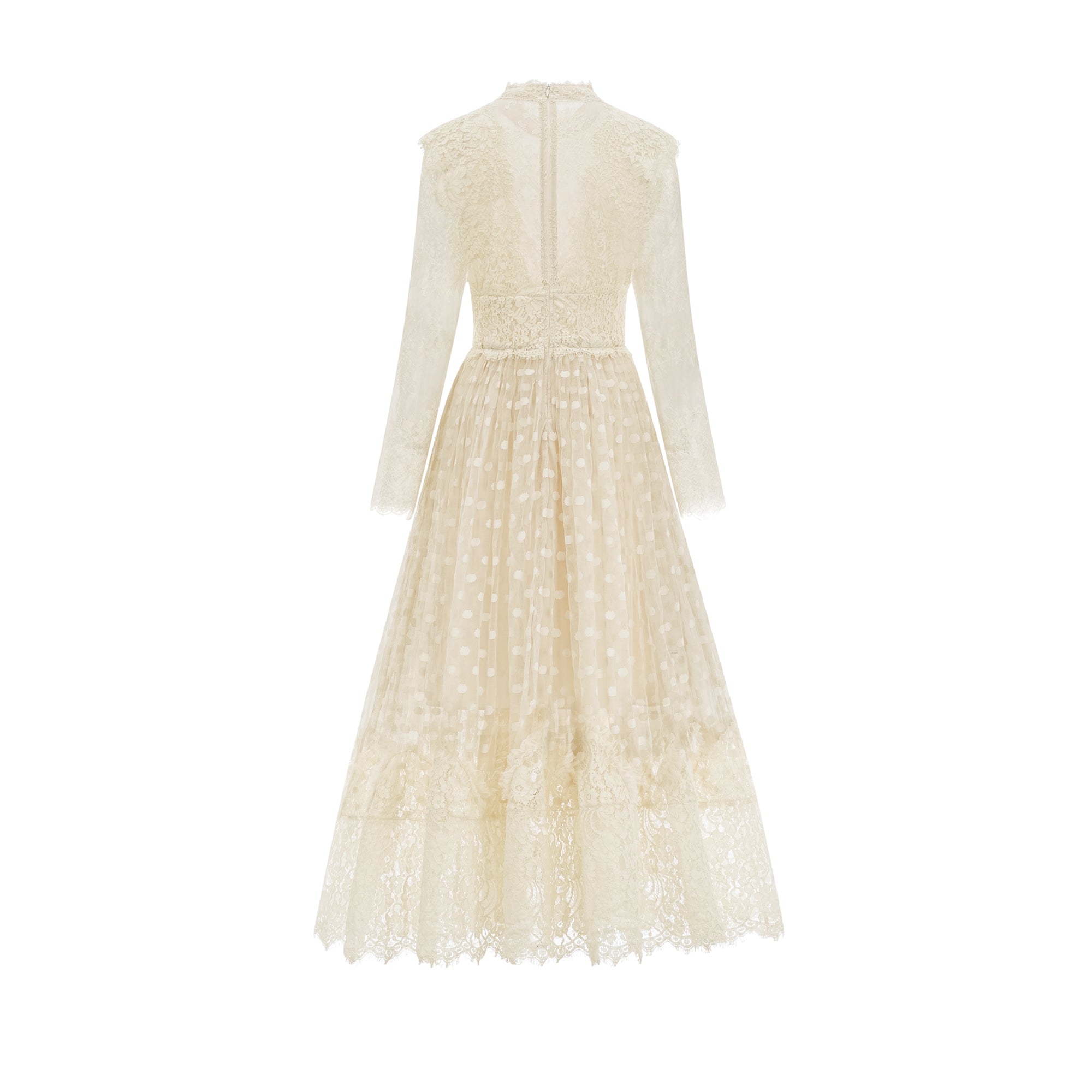 Éliane polka-dot lace-embroidered midi dress