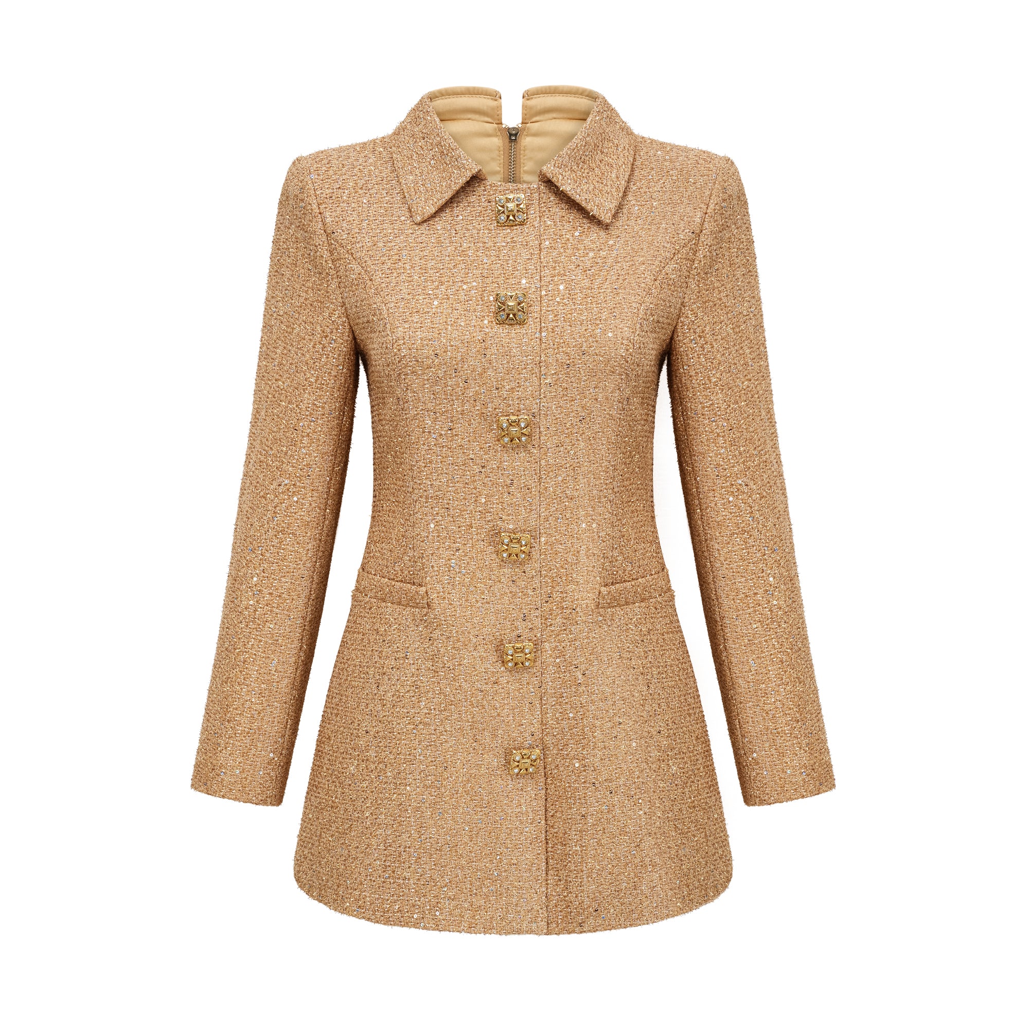 Morgane tweed long-sleeve mini dress