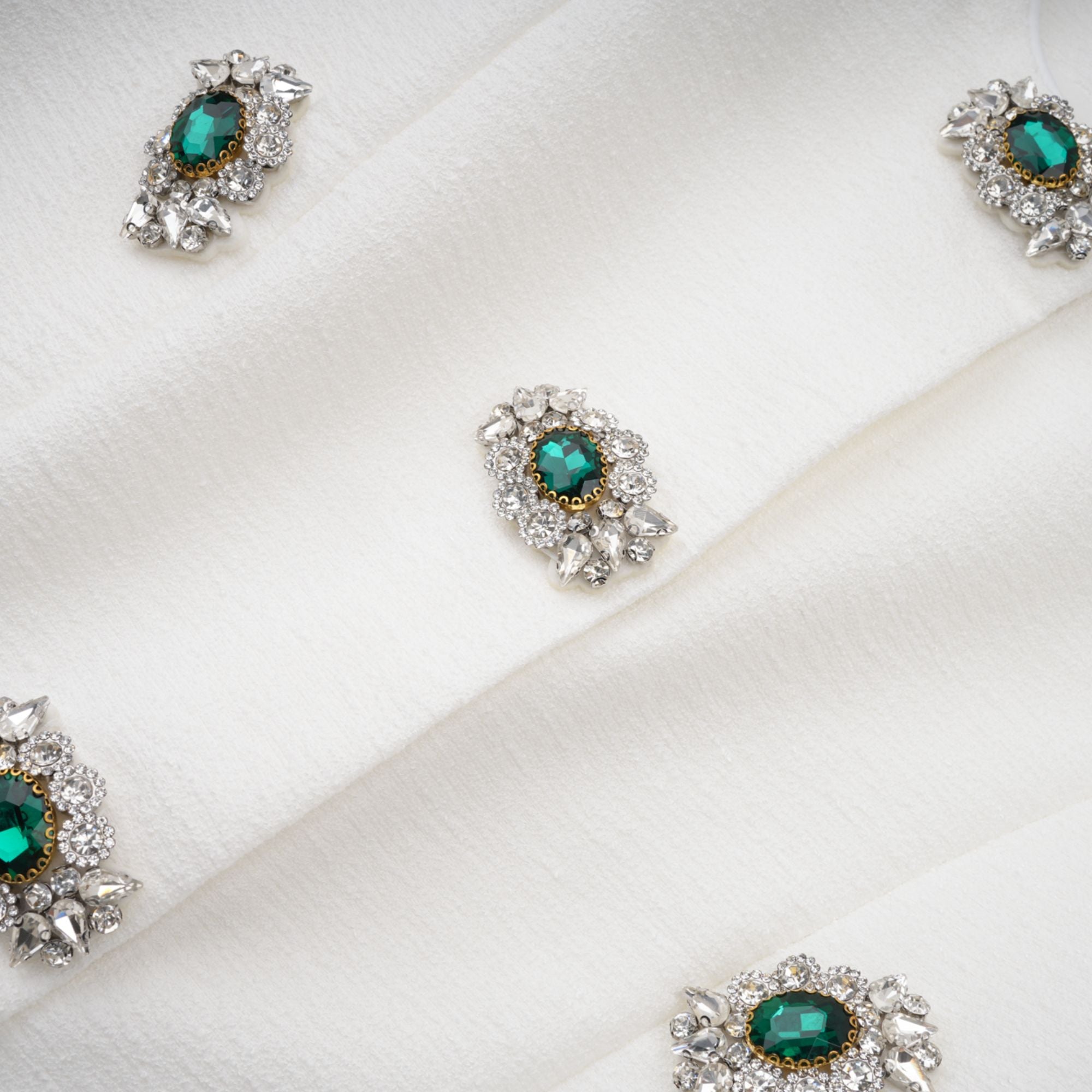 Bérénice White Crystal Embellished Peplum Jacket