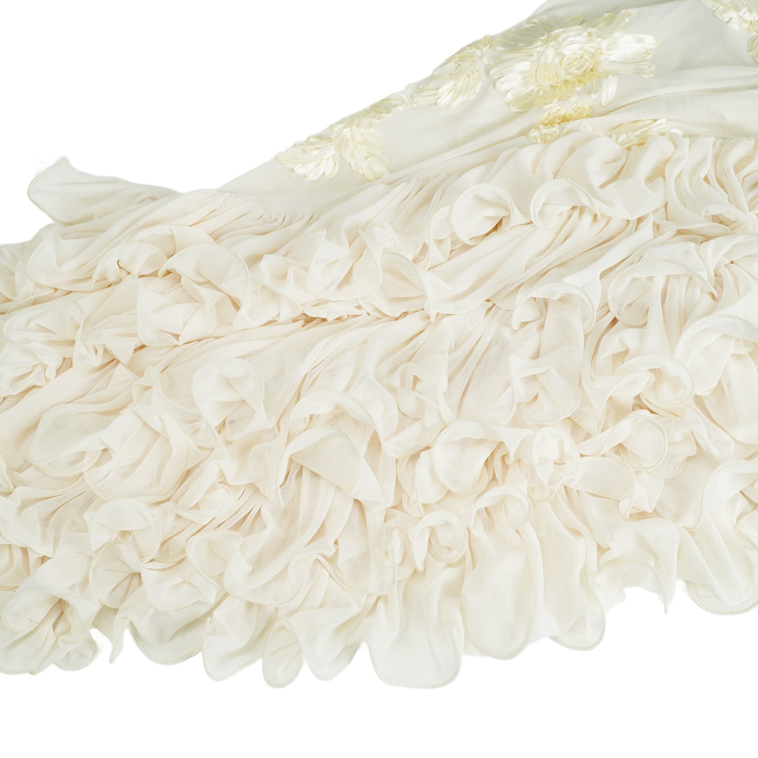 فستان تيويلين محايد غير متماثل بتصميم زهور ومكشكش متوسط الطول