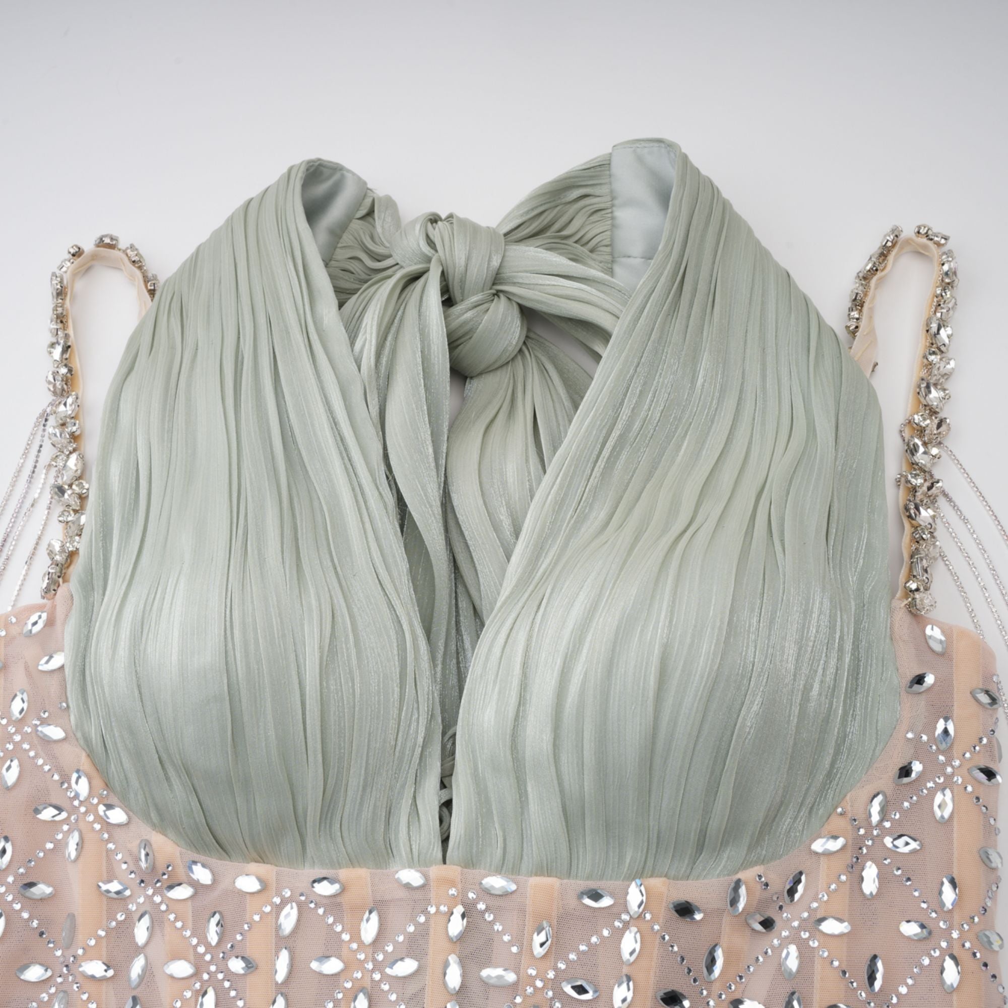 Gwenaëlle Green Rhinestone Panel Maxi Dress