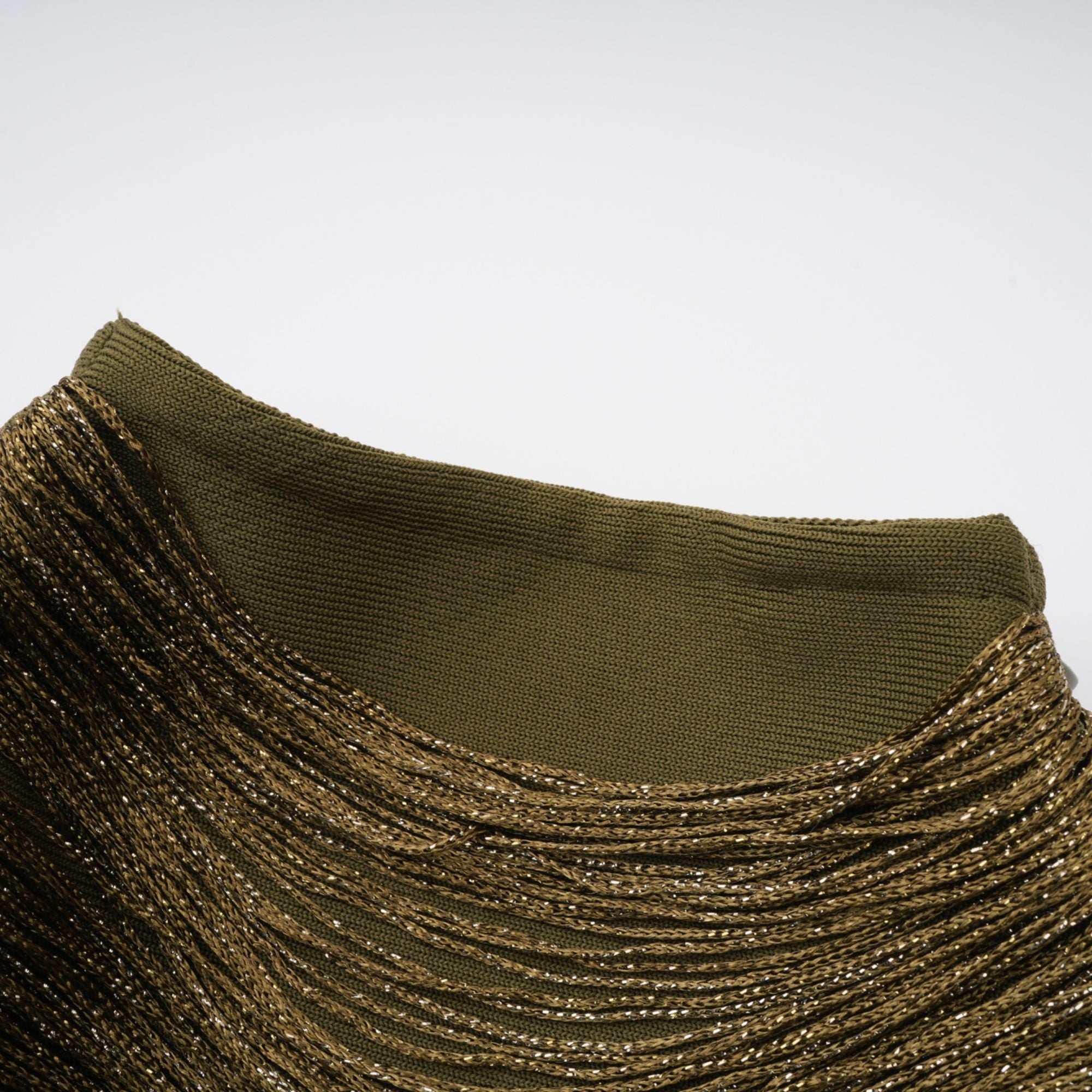 Borbála Green Fringed Top & Satin Skirt Set