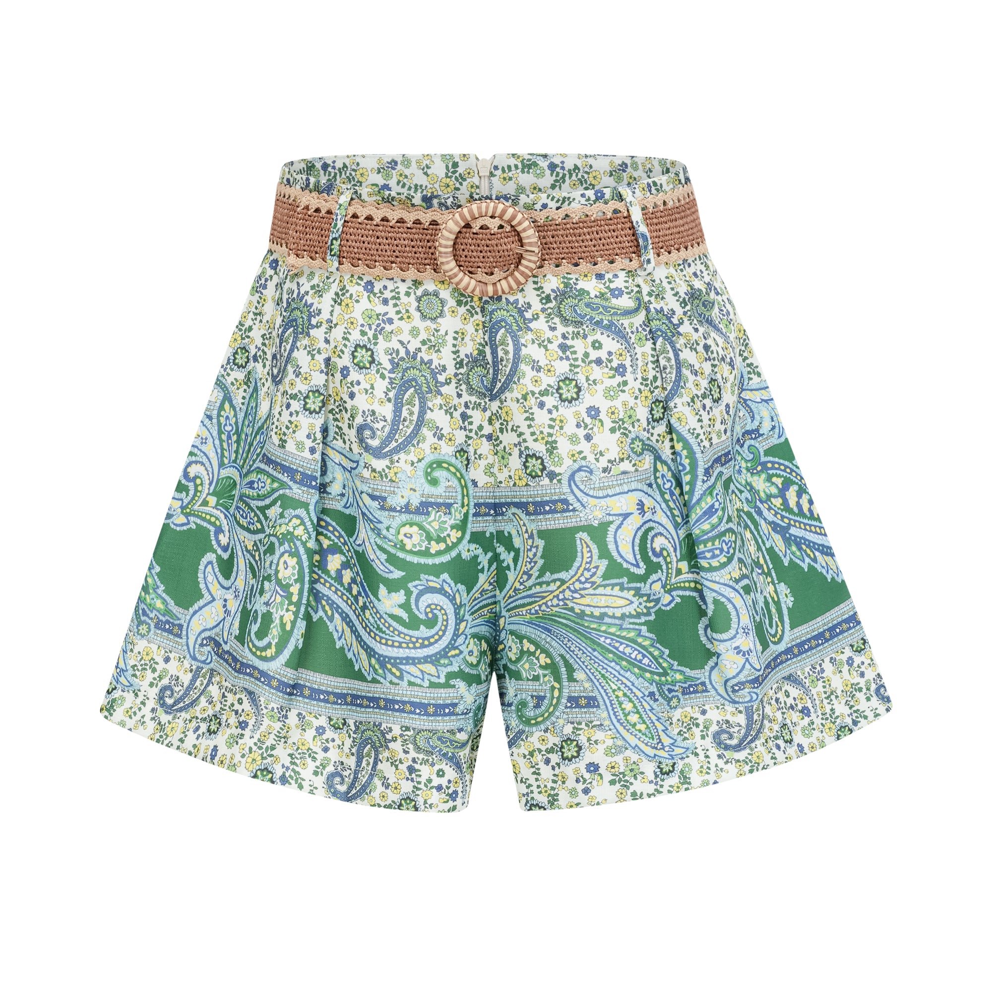 Louise green paisley shirt & shorts matching set