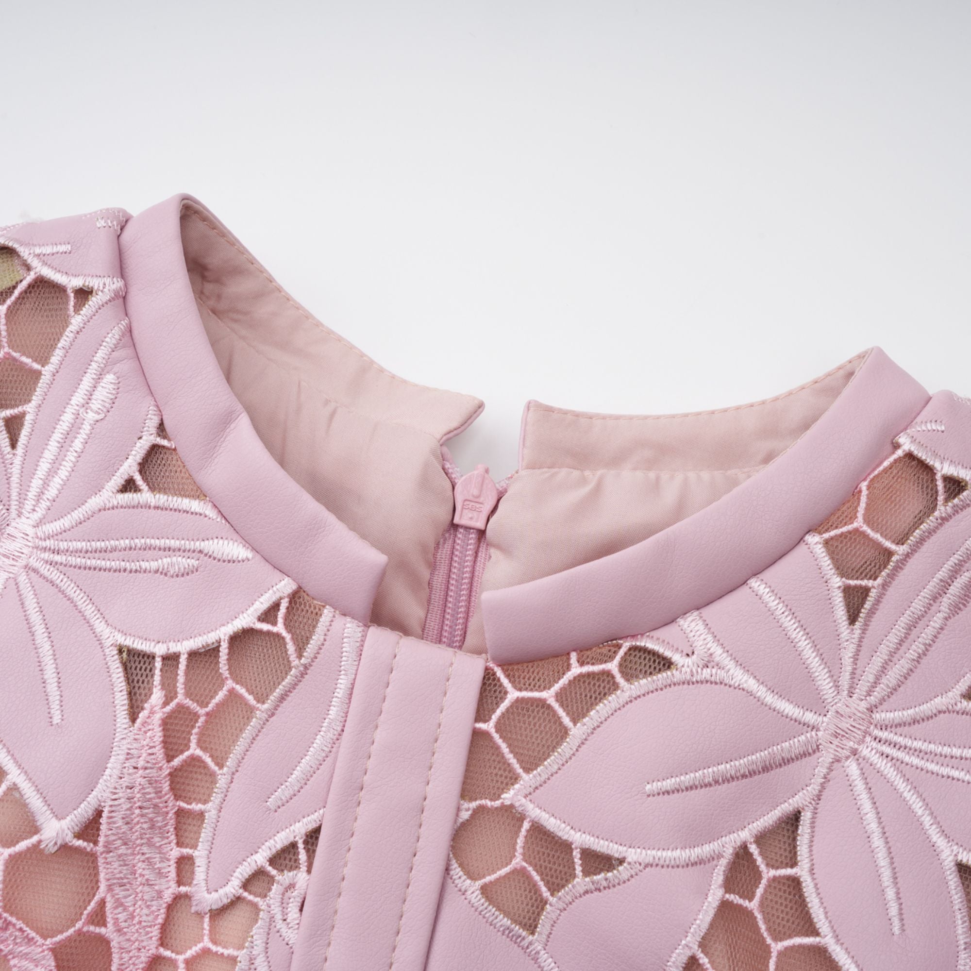 Vérane pink guipure-lace midi dress