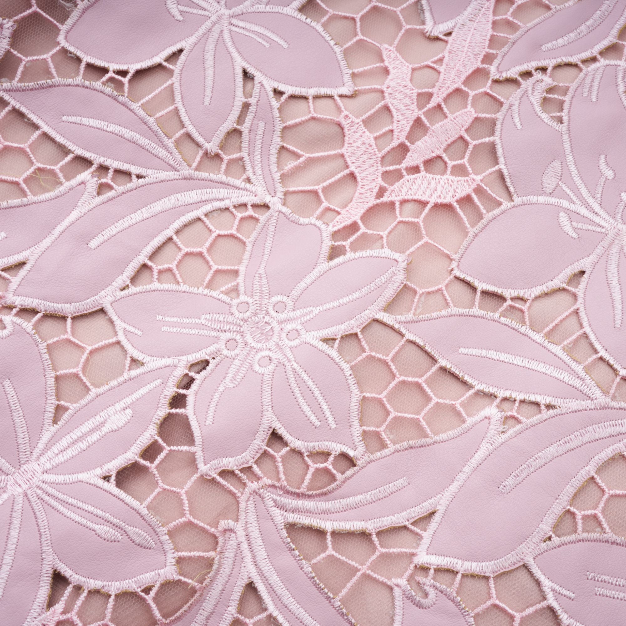 Vérane pink guipure-lace midi dress